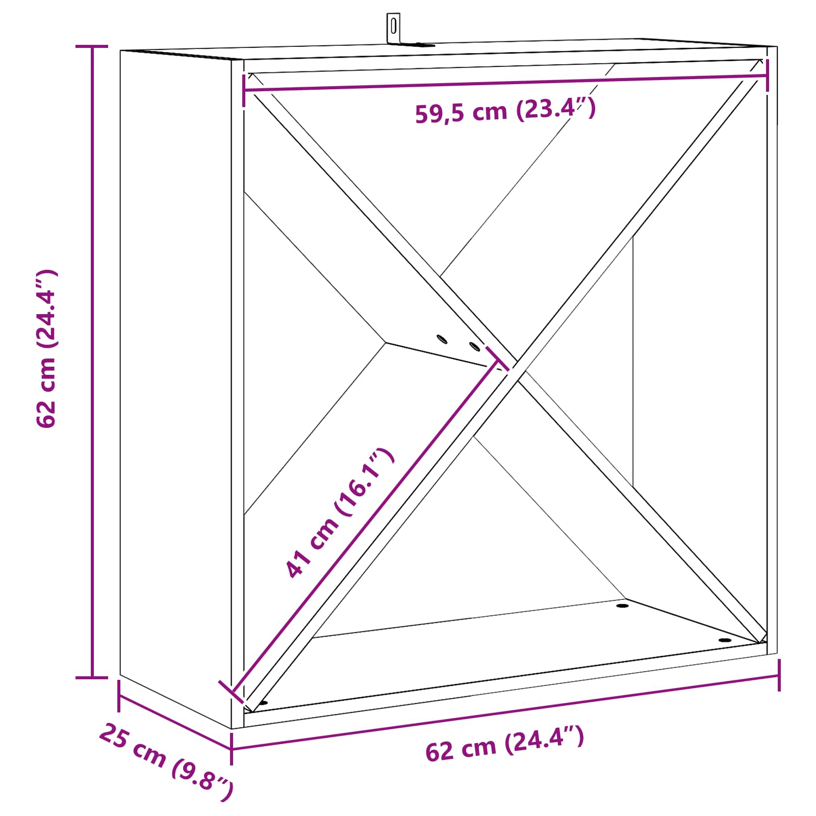 Ράφι Κρασιού 2 pcs Φυσικό 62 x 25 x 62 cm Στερεά ξυλεία πεύκου - Pakobazaar