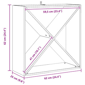 Ράφι Κρασιού 2 pcs Φυσικό 62 x 25 x 62 cm Στερεά ξυλεία πεύκου - Pakobazaar