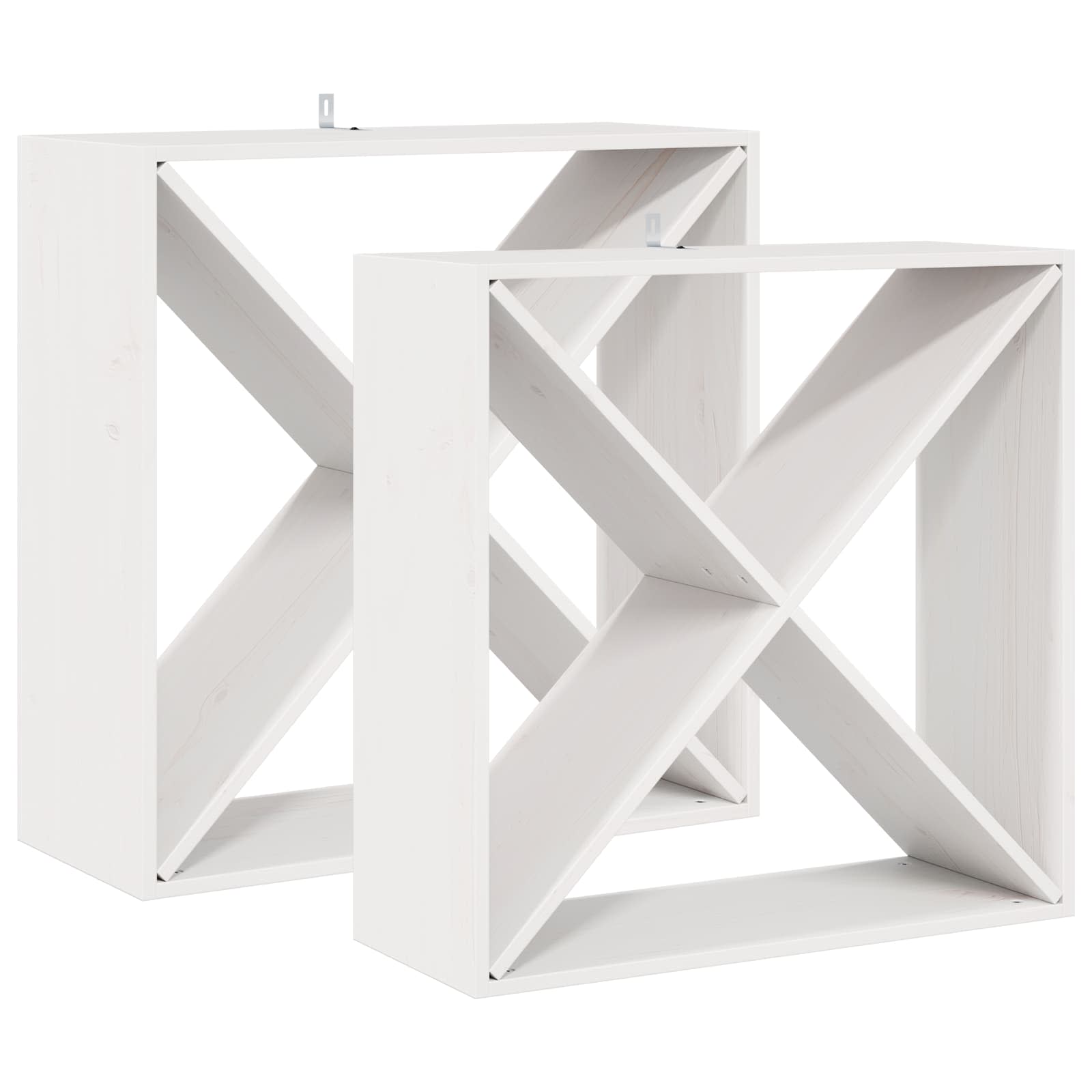 Ράφι Κρασιού 2 pcs Λευκό 62 x 25 x 62 cm Στερεά ξυλεία πεύκου