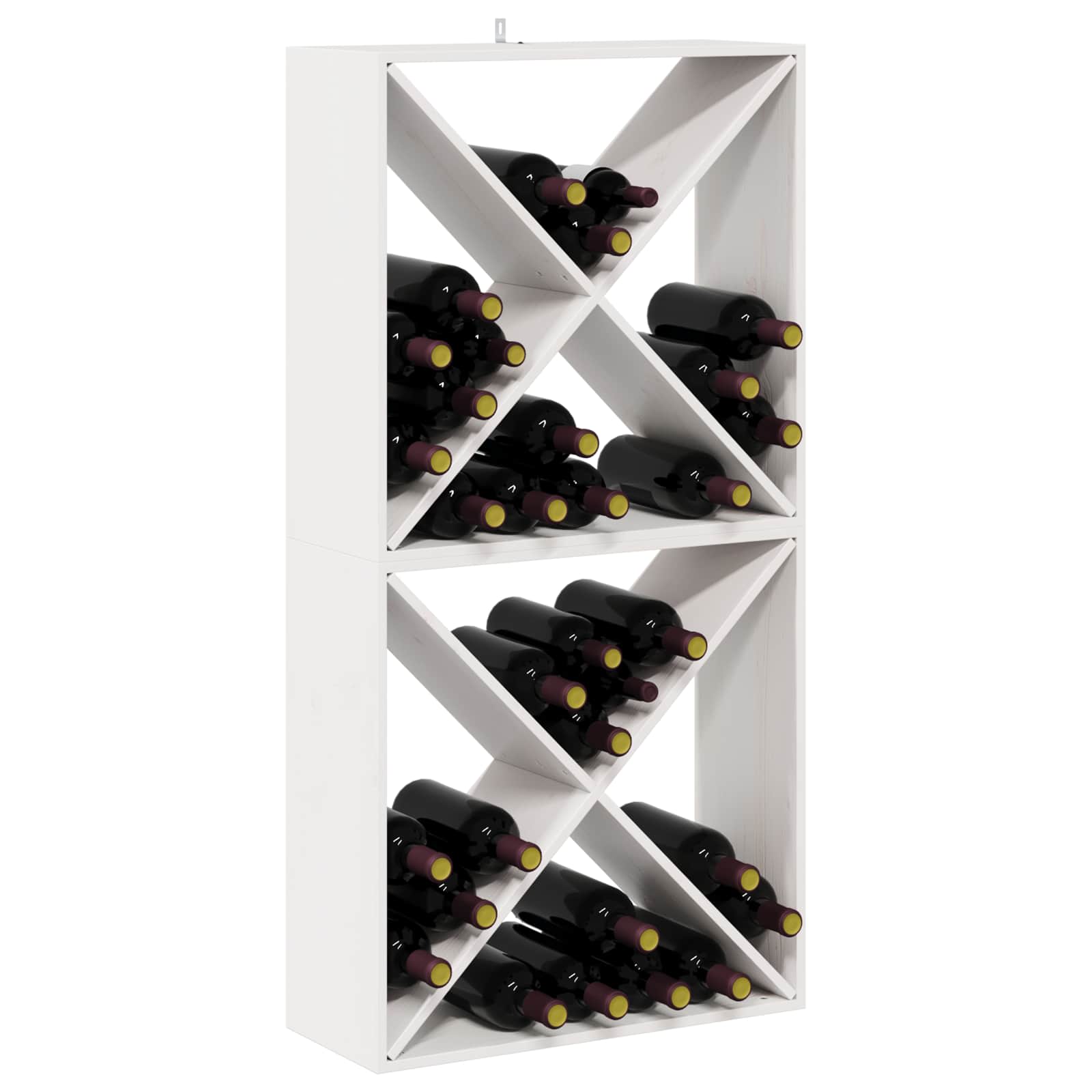 Ράφι Κρασιού 2 pcs Λευκό 62 x 25 x 62 cm Στερεά ξυλεία πεύκου