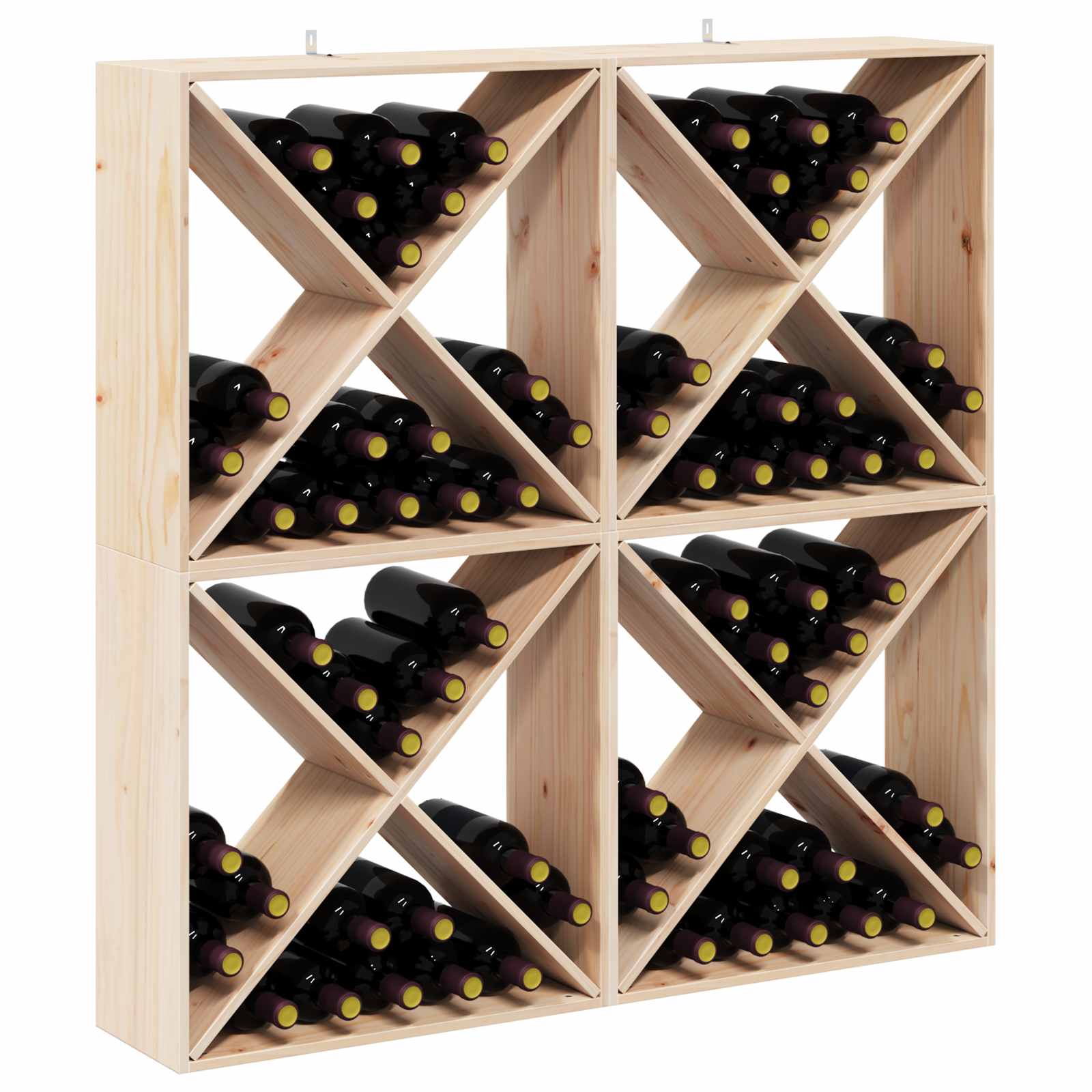 Ράφι Κρασιού 4 pcs Φυσικό 62 x 25 x 62 cm Στερεά ξυλεία πεύκου