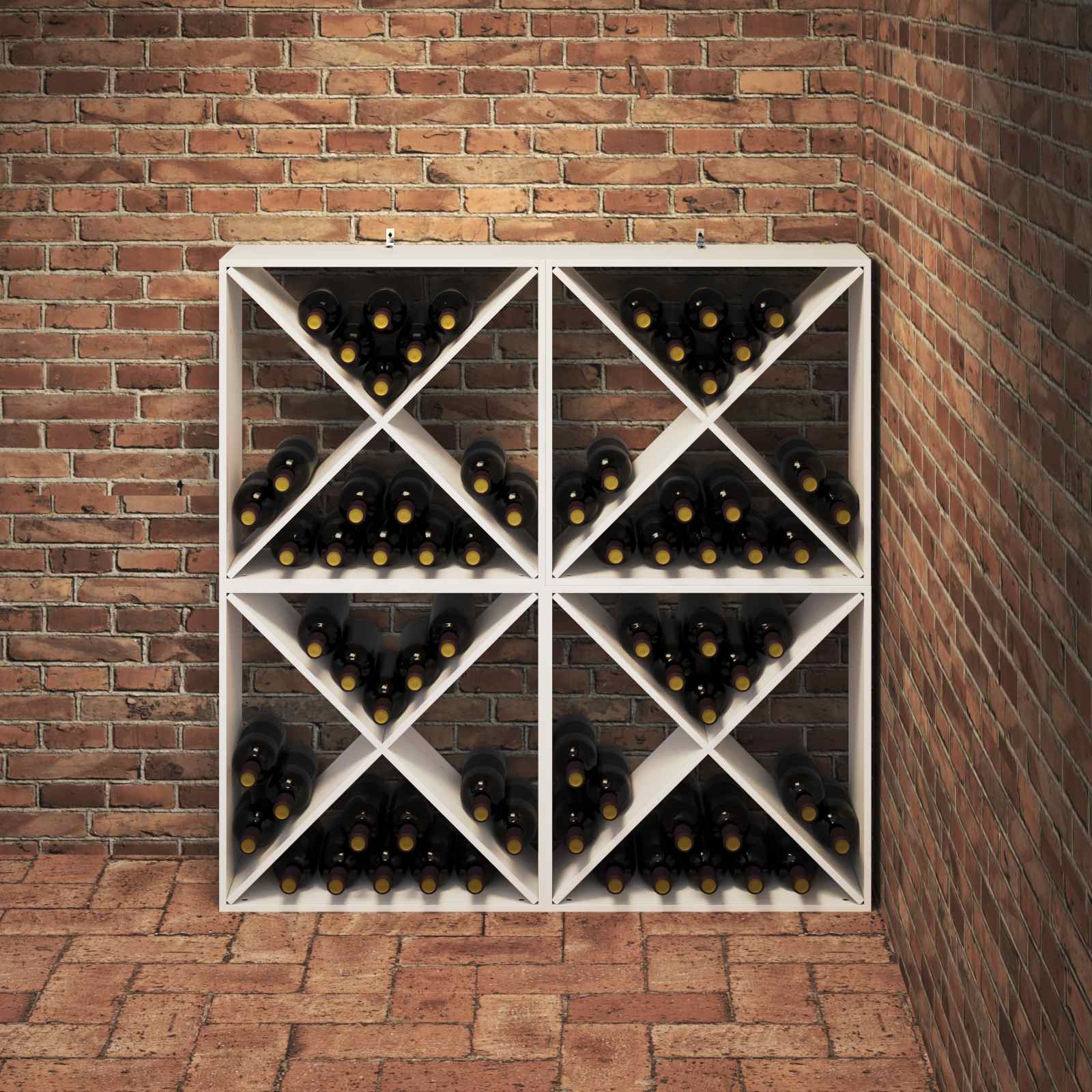 Ράφι Κρασιού 4 pcs Λευκό 62 x 25 x 62 cm Στερεά ξυλεία πεύκου