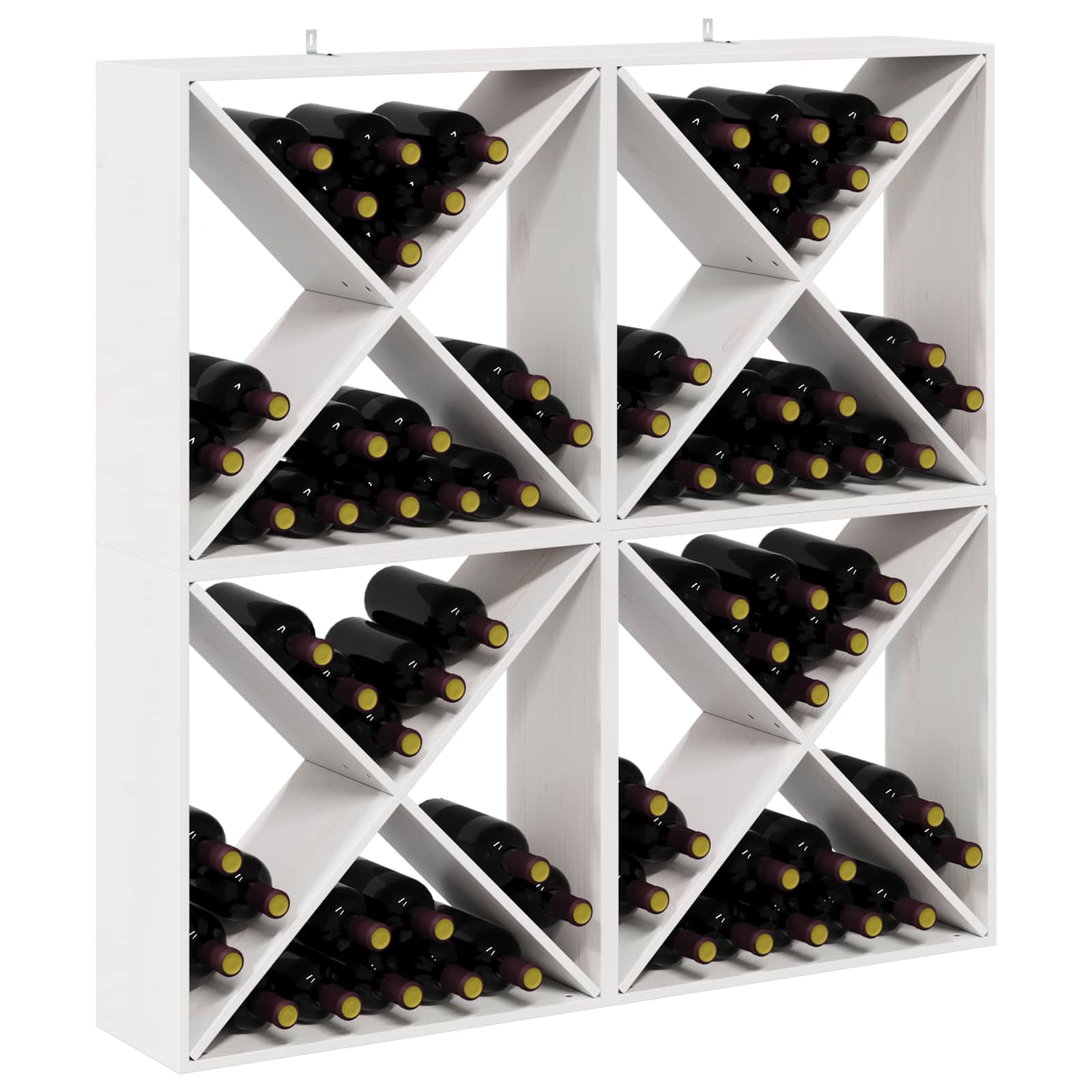 Ράφι Κρασιού 4 pcs Λευκό 62 x 25 x 62 cm Στερεά ξυλεία πεύκου