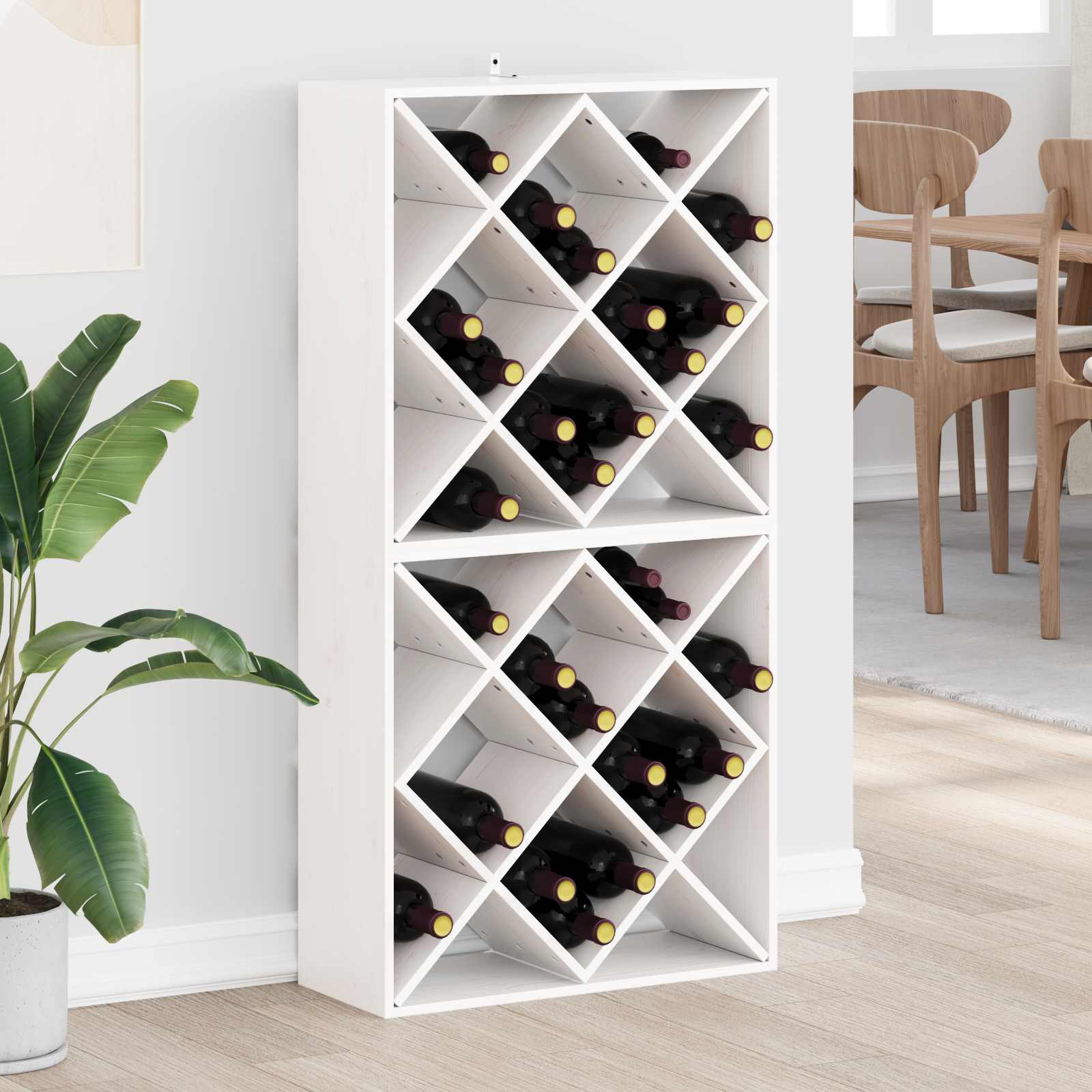 Ράφι Κρασιού 2 pcs Λευκό 62 x 25 x 62 cm Στερεά ξυλεία πεύκου