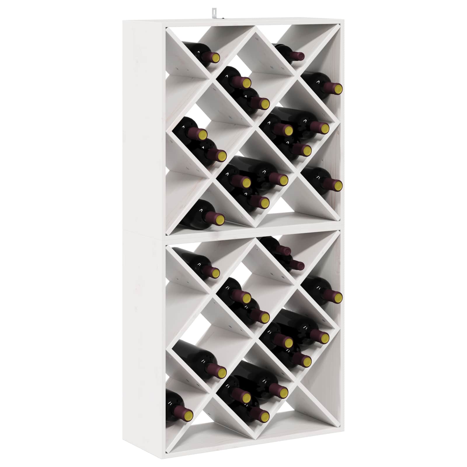 Ράφι Κρασιού 2 pcs Λευκό 62 x 25 x 62 cm Στερεά ξυλεία πεύκου