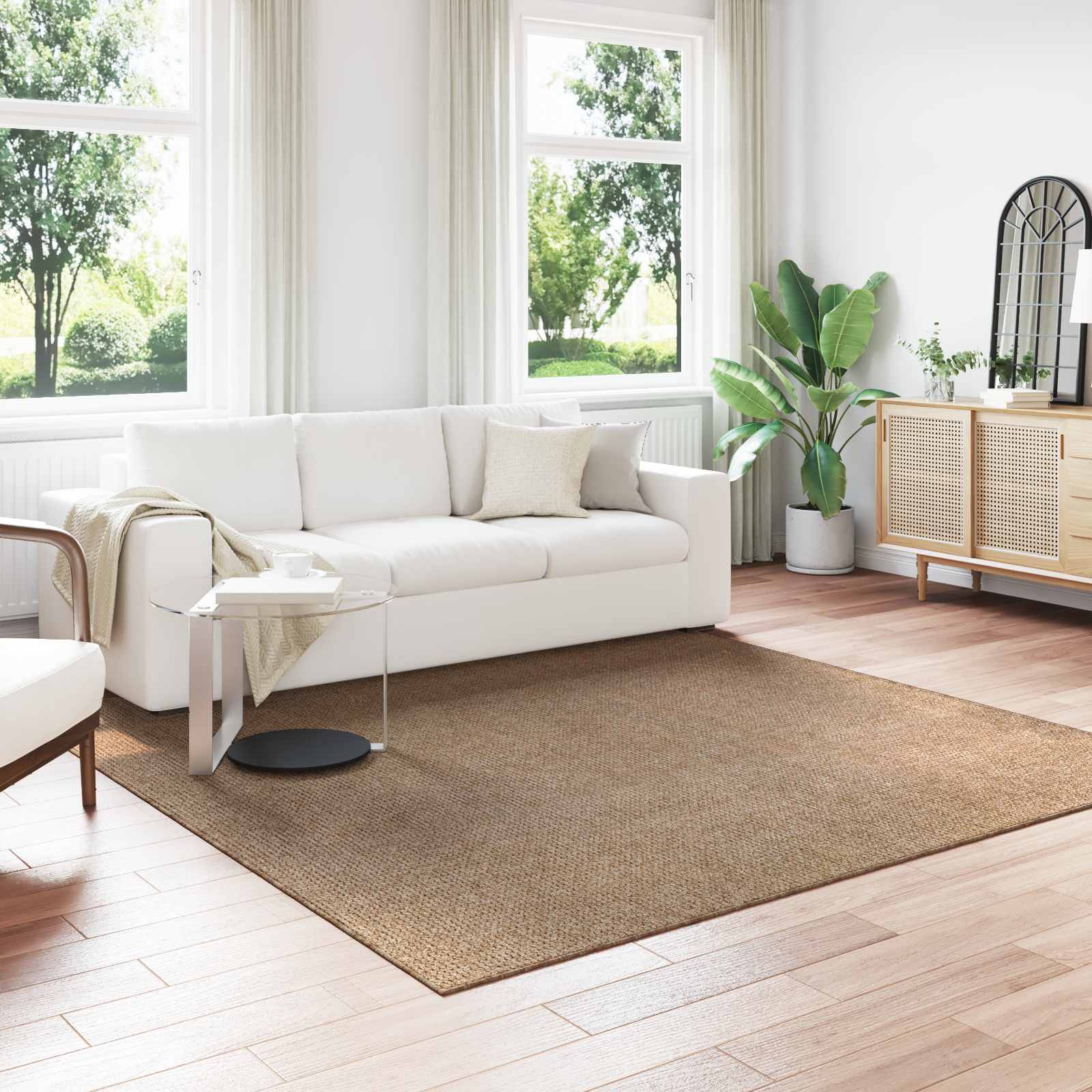 Χαλιά χώρου τετράγωνο AGIRA Φυσικό 240 x 240 cm Πολυεστέρας - Pakobazaar