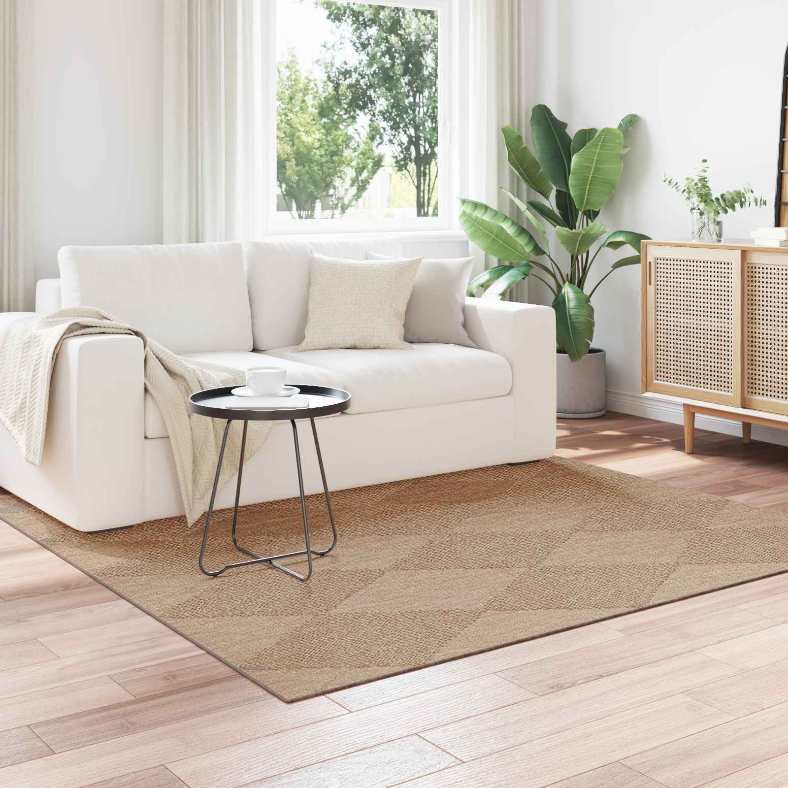 Χαλιά χώρου τετράγωνο AGIRA Φυσικό 120 x 120 cm Πολυεστέρας - Pakobazaar