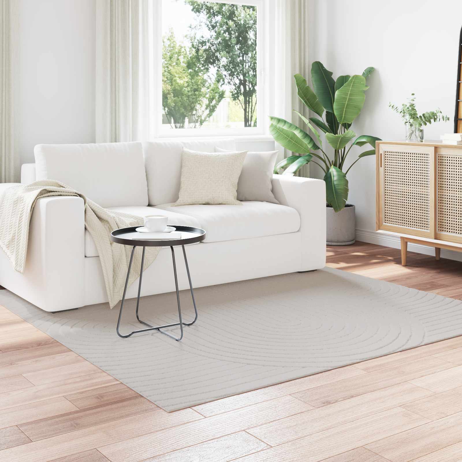 Χαλιά χώρου τετράγωνο PALMERAS Κρεμ 120 x 120 cm Πολυεστέρας - Pakobazaar