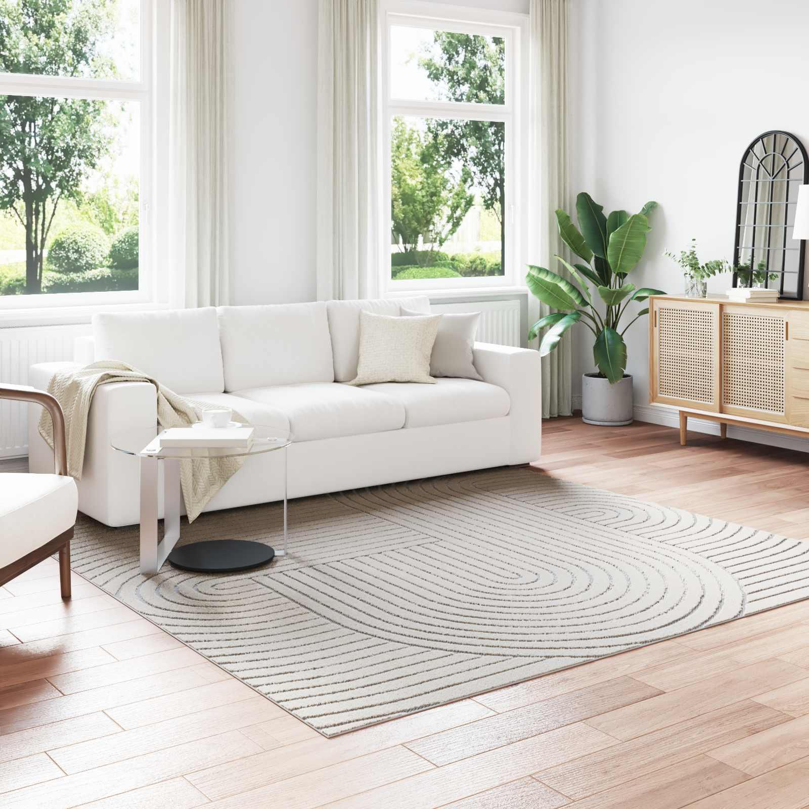 Χαλιά χώρου τετράγωνο PALMERAS Κρεμ 240 x 240 cm Πολυεστέρας - Pakobazaar