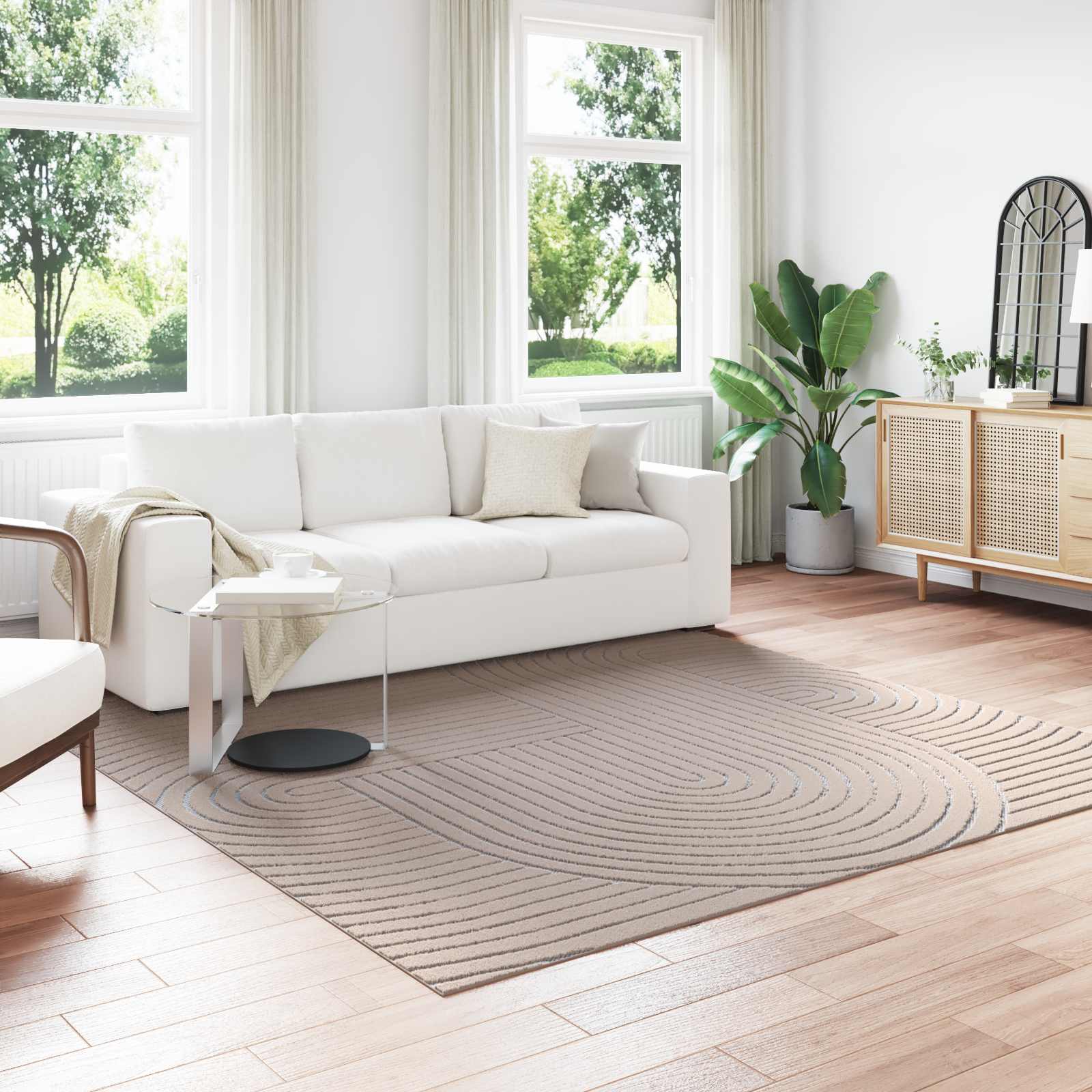 Χαλιά χώρου τετράγωνο PALMERAS Μπεζ 240 x 240 cm Πολυεστέρας - Pakobazaar