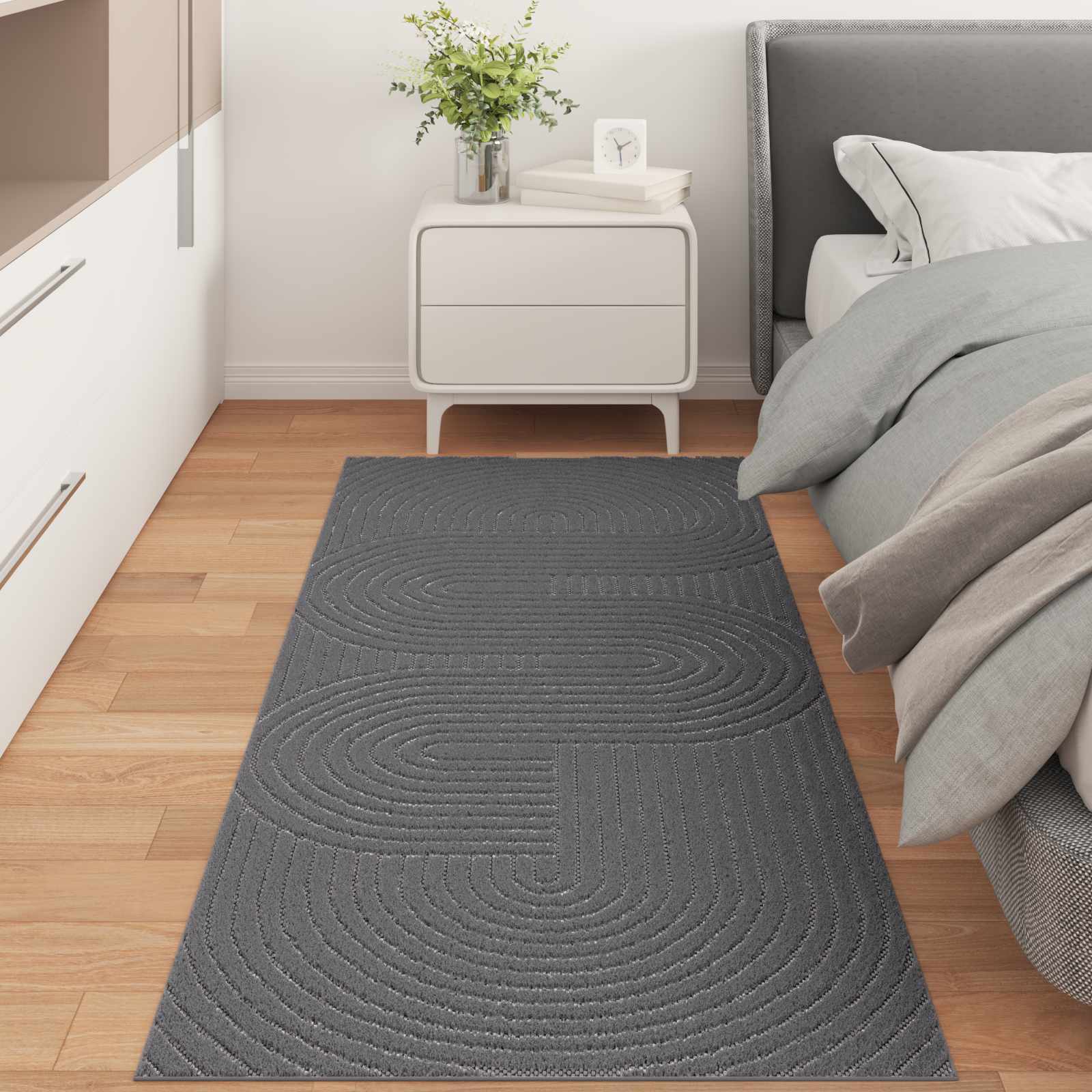 Χαλιά χώρου Ορθογώνιος PALMERAS Ανθρακί 150 x 80 cm Πολυεστέρας - Pakobazaar