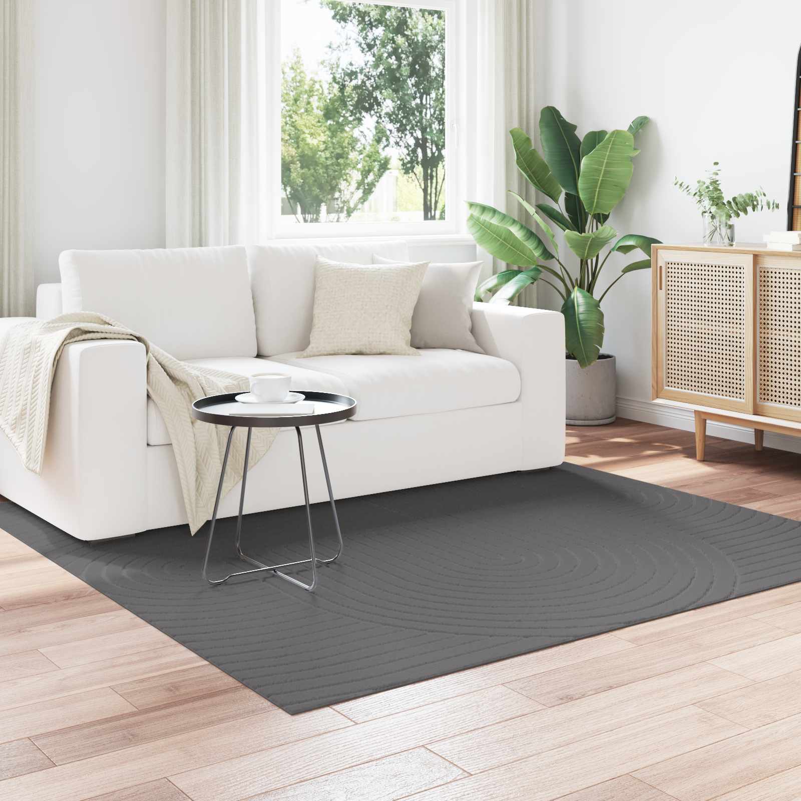 Χαλιά χώρου τετράγωνο PALMERAS Ανθρακί 120 x 120 cm Πολυεστέρας - Pakobazaar