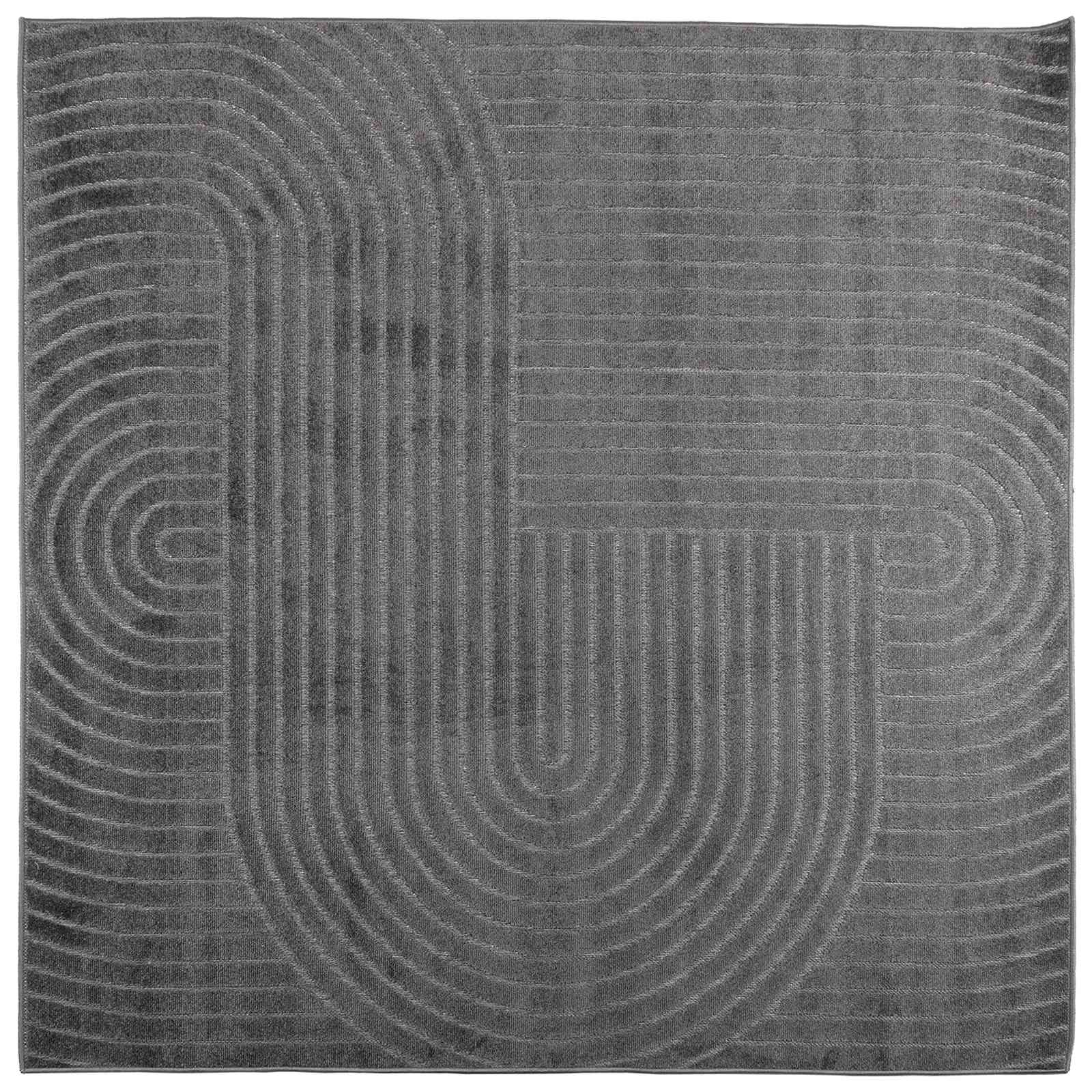 Χαλιά χώρου τετράγωνο PALMERAS Ανθρακί 120 x 120 cm Πολυεστέρας - Pakobazaar