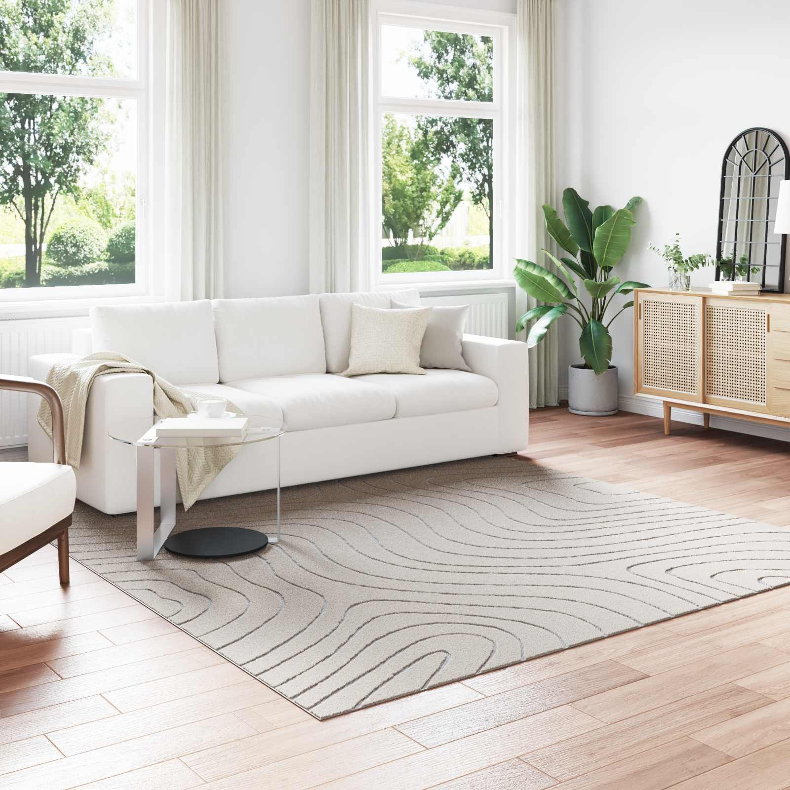 Χαλιά χώρου τετράγωνο PALMERAS Κρεμ 240 x 240 cm Πολυεστέρας - Pakobazaar