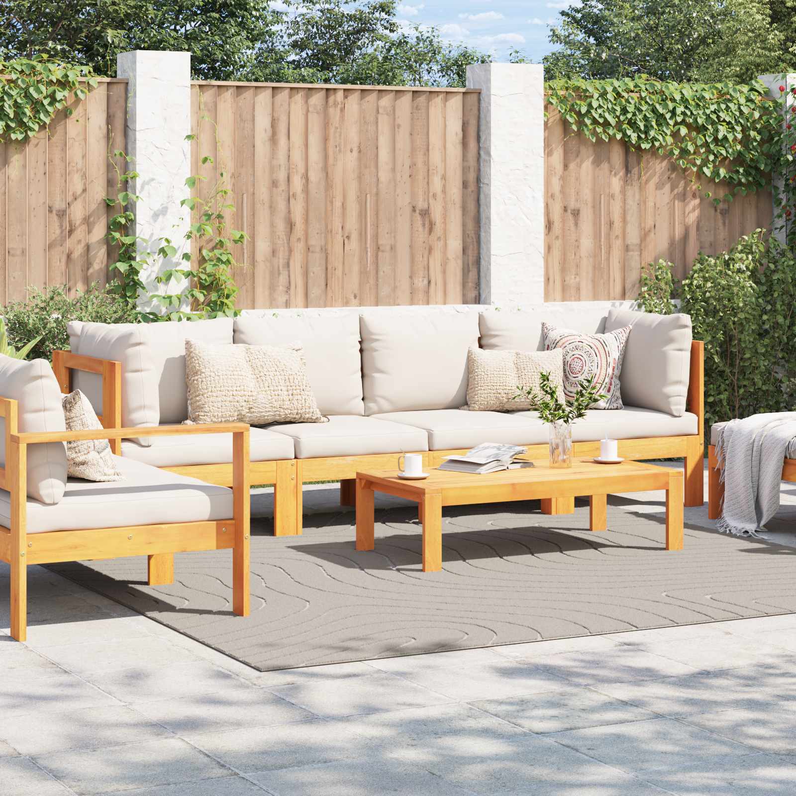 Χαλιά χώρου τετράγωνο PALMERAS Κρεμ 240 x 240 cm Πολυεστέρας - Pakobazaar