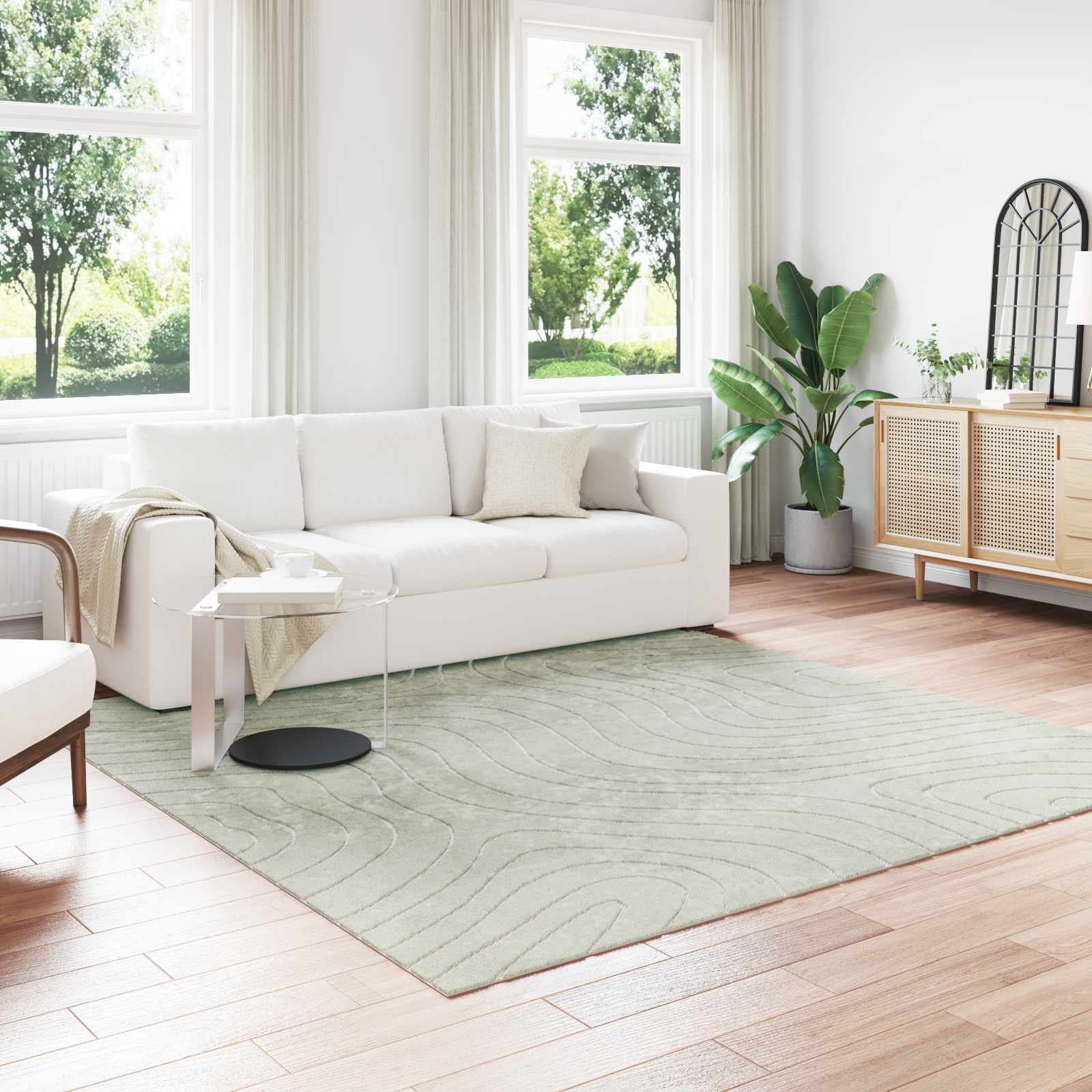 Χαλιά χώρου τετράγωνο PALMERAS Πράσινο 240 x 240 cm Πολυεστέρας - Pakobazaar