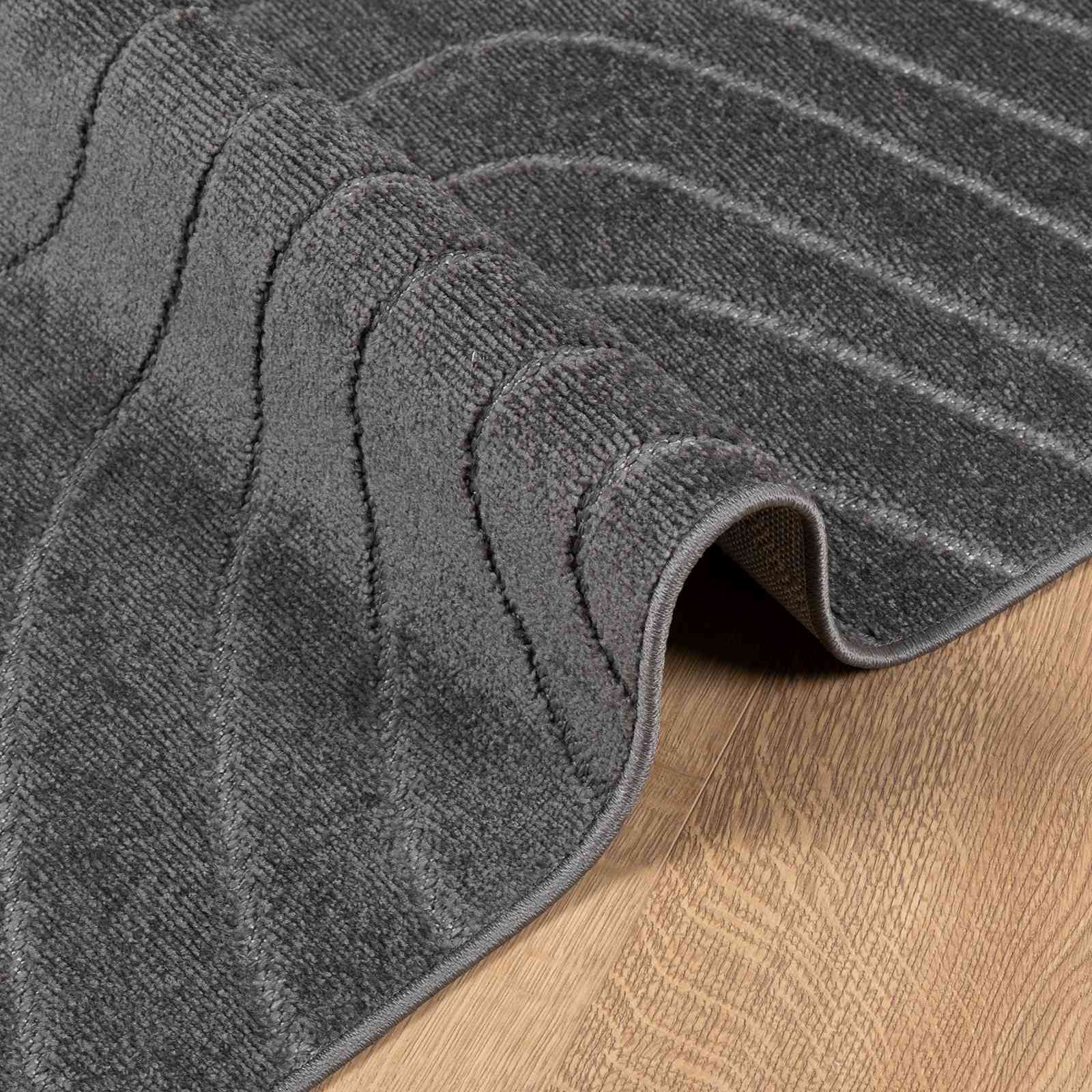 Χαλιά χώρου τετράγωνο PALMERAS Ανθρακί 120 x 120 cm Πολυεστέρας - Pakobazaar