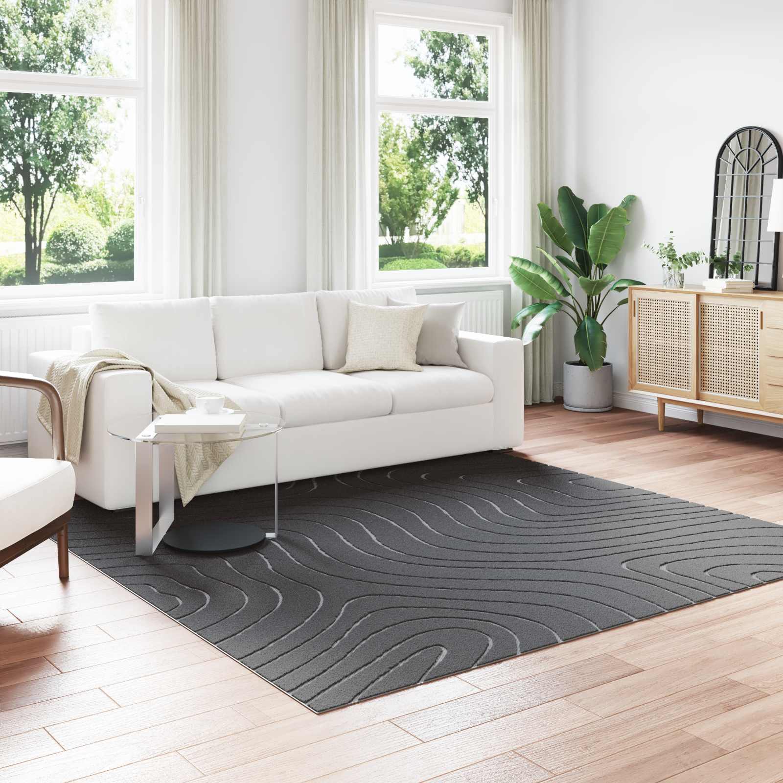 Χαλιά χώρου τετράγωνο PALMERAS Ανθρακί 240 x 240 cm Πολυεστέρας - Pakobazaar