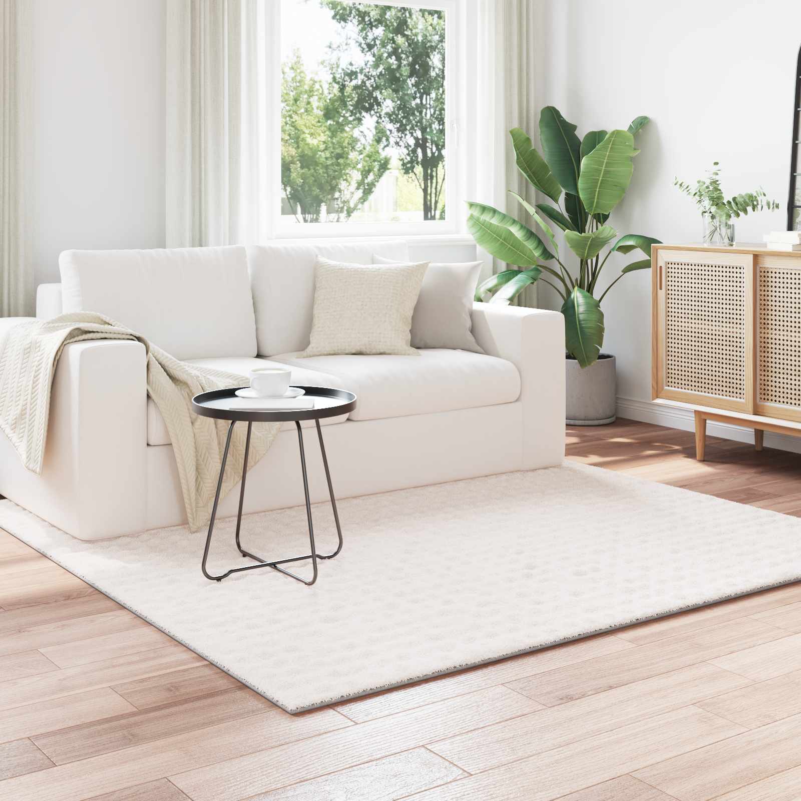 Χαλιά χώρου τετράγωνο SIROLO Κρεμ 200 x 200 cm Πολυεστέρας - Pakobazaar