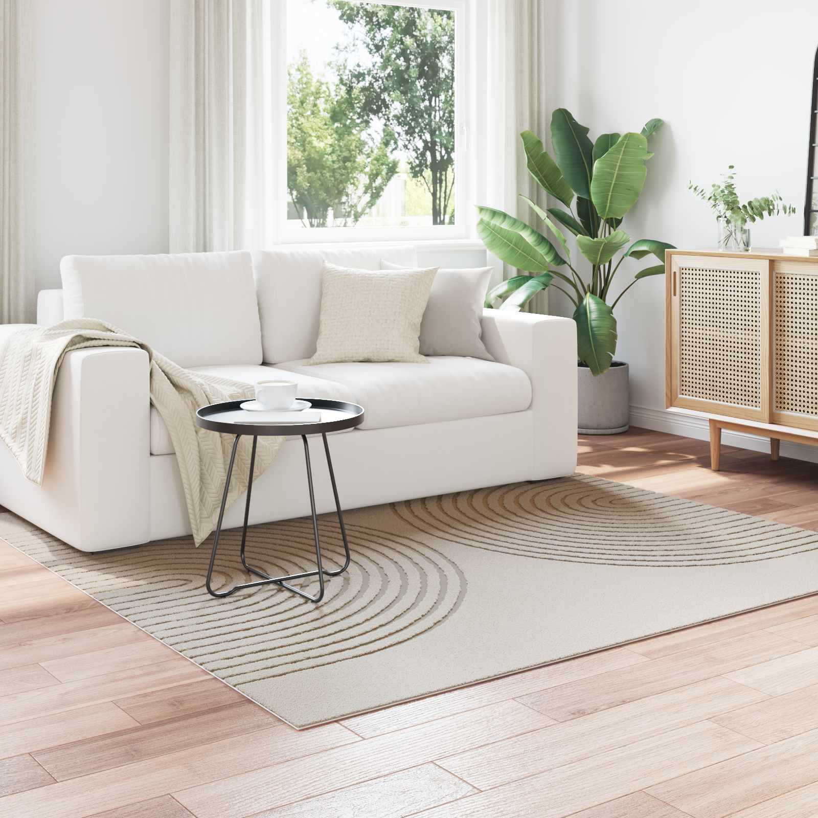 Χαλιά χώρου τετράγωνο GALATI Κρεμ 120 x 120 cm Πολυεστέρας - Pakobazaar