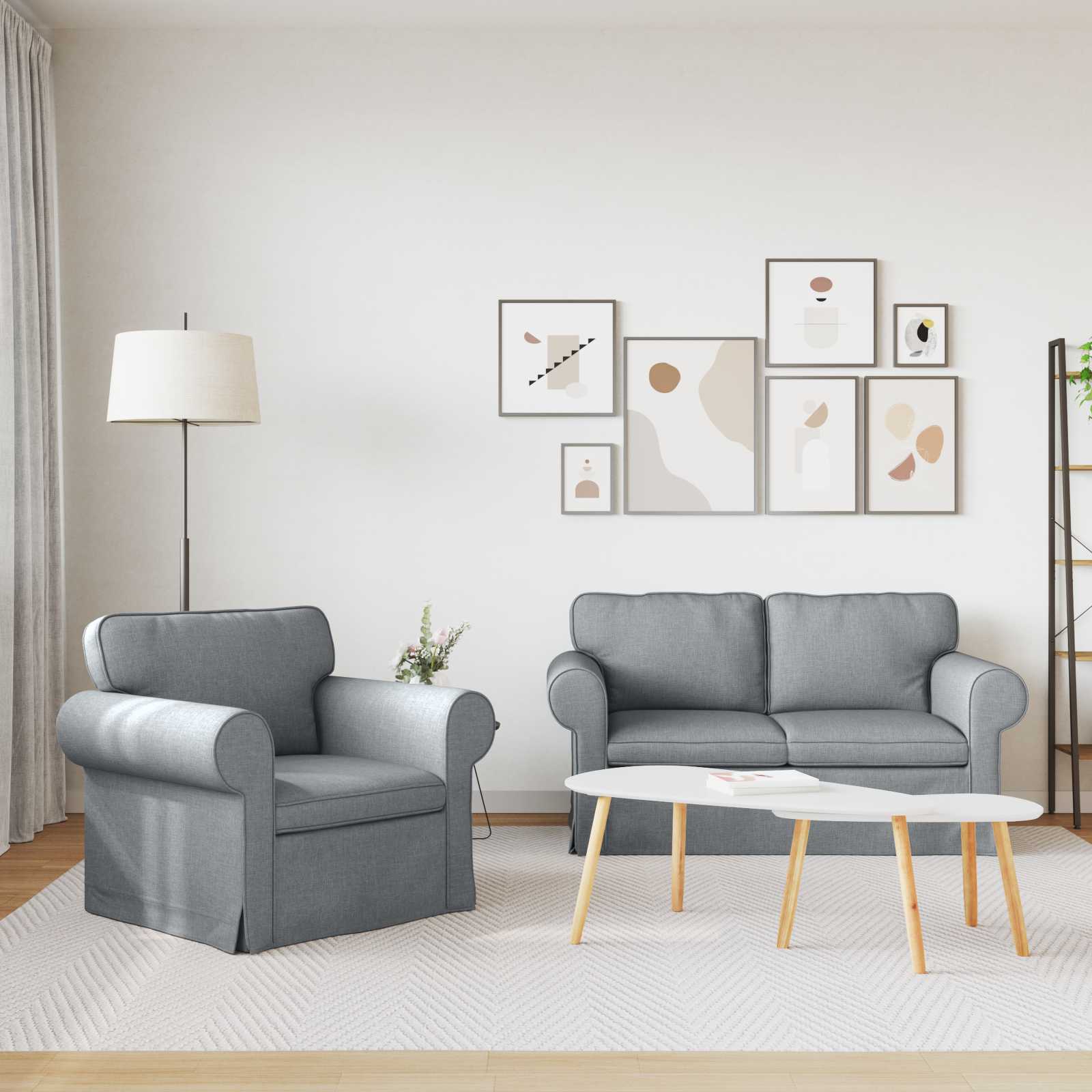 Καναπές 2 pcs Ανοιχτό γκρι 155 x 82 x 80 εκ ύφασμα - Pakobazaar