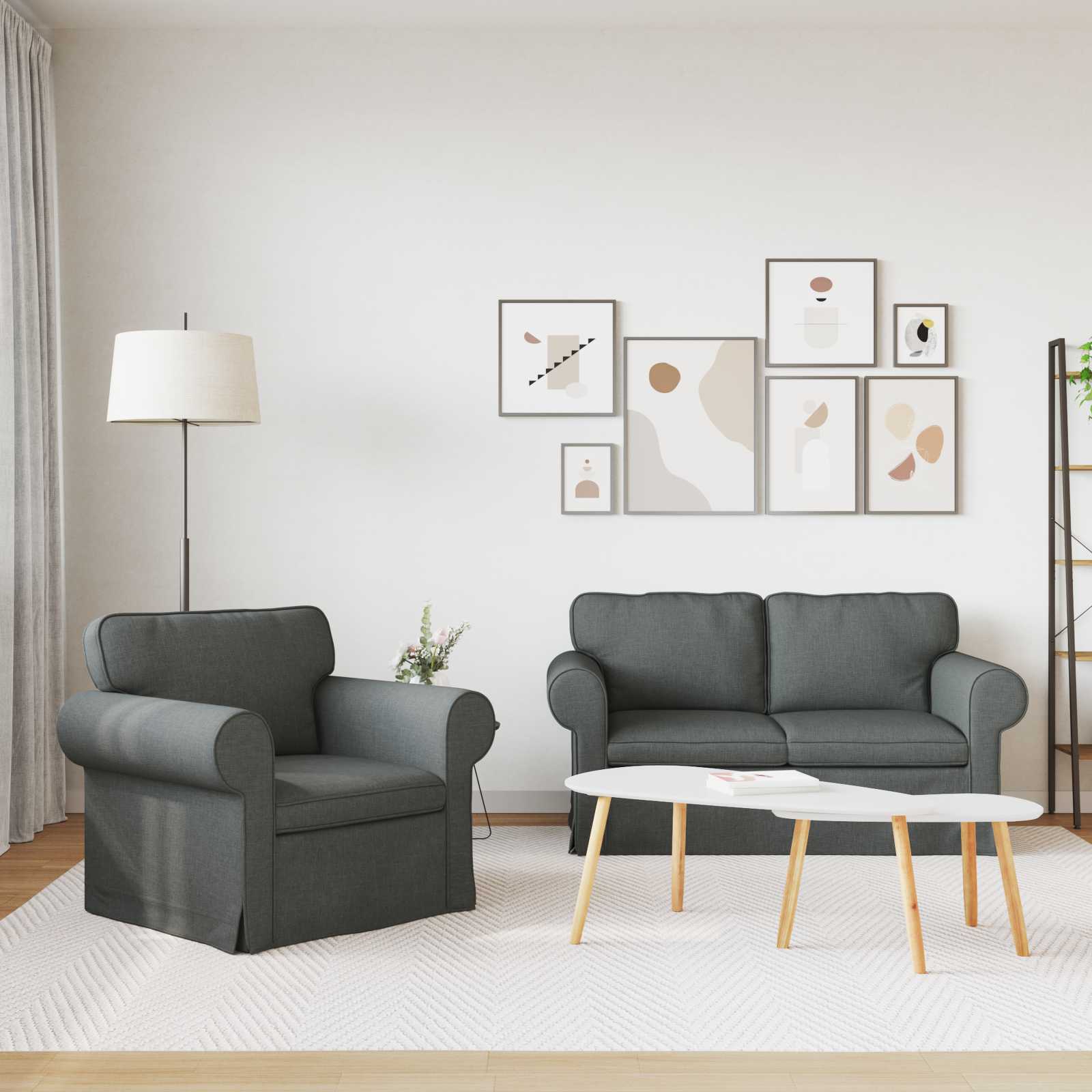 Καναπές 2 pcs Σκούρο Γκρι 155 x 82 x 80 εκ ύφασμα - Pakobazaar