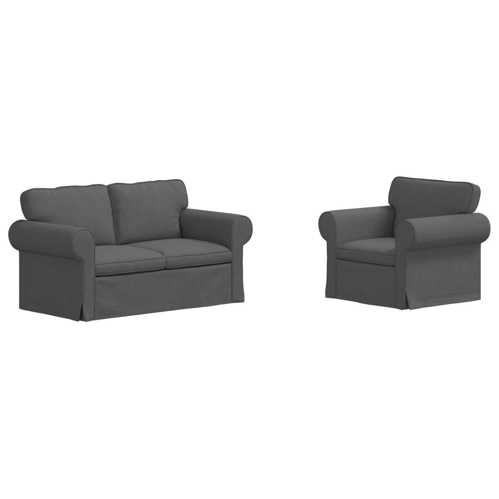 Καναπές 2 pcs Σκούρο Γκρι 155 x 82 x 80 εκ ύφασμα - Pakobazaar