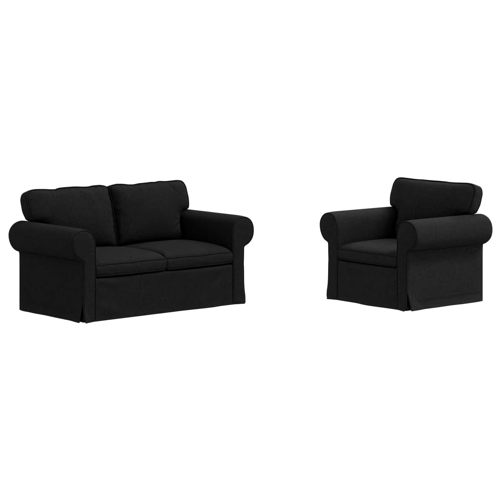 Καναπές 2 pcs Μαύρο 155 x 82 x 80 εκ ύφασμα - Pakobazaar