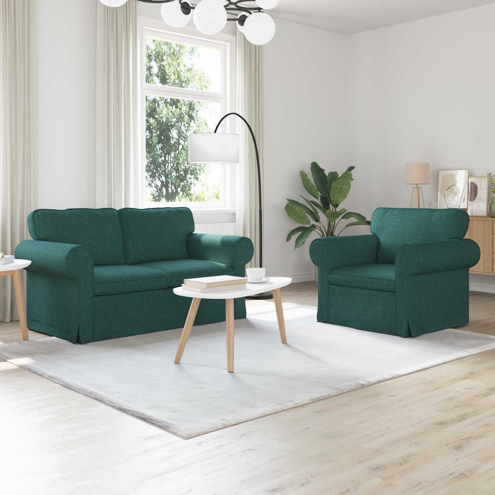Καναπές 2 pcs Σκούρο Πράσινο 155 x 82 x 80 εκ ύφασμα - Pakobazaar