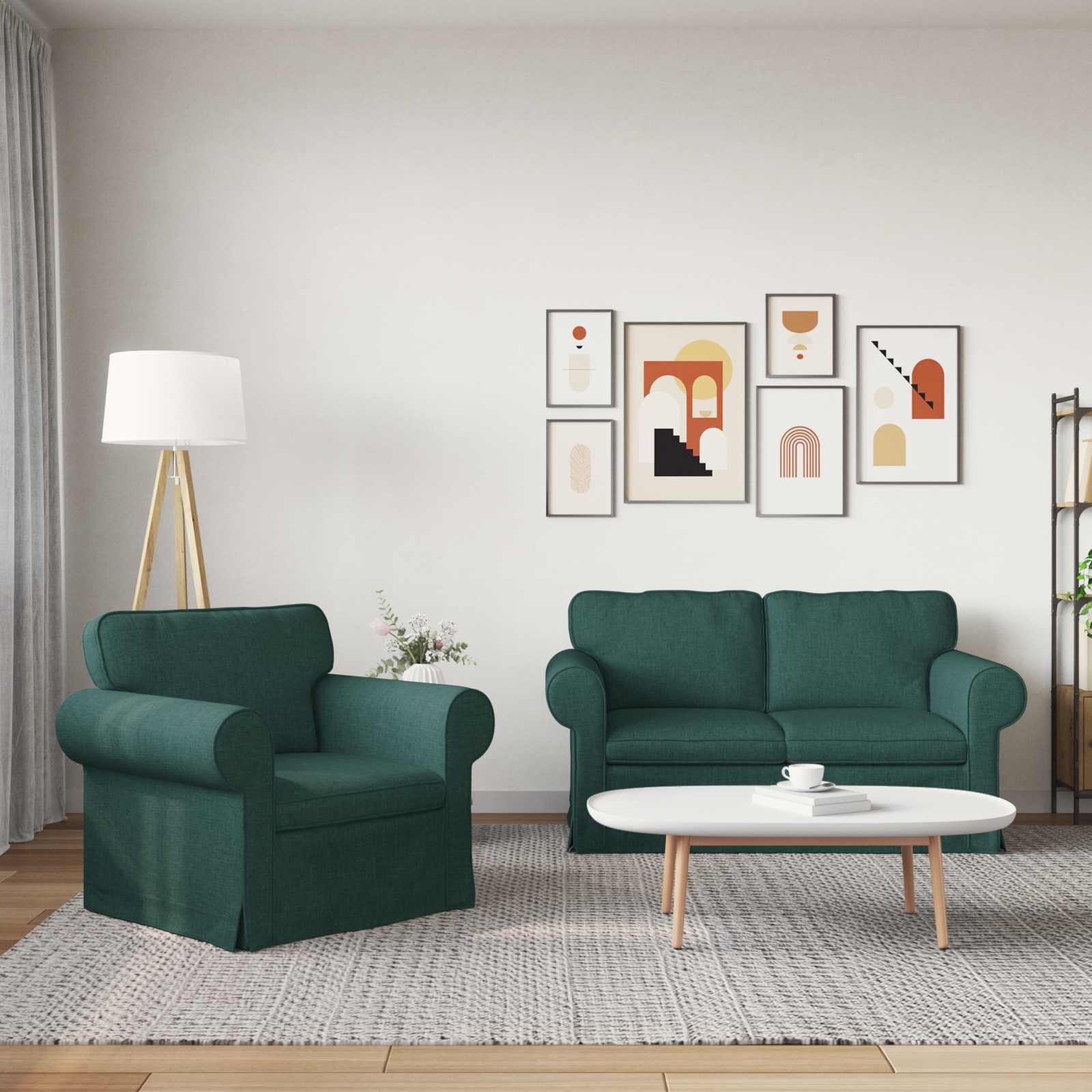 Καναπές 2 pcs Σκούρο Πράσινο 155 x 82 x 80 εκ ύφασμα - Pakobazaar