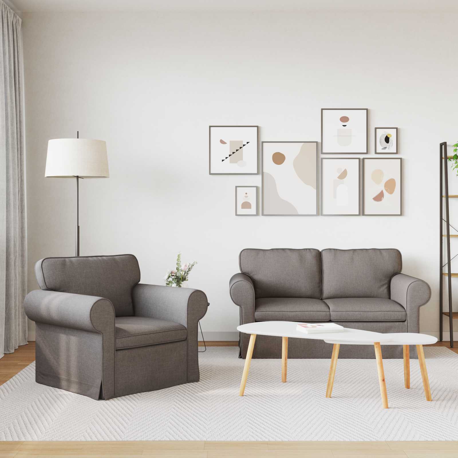 Καναπές 2 pcs Taupe 155 x 82 x 80 εκ ύφασμα - Pakobazaar