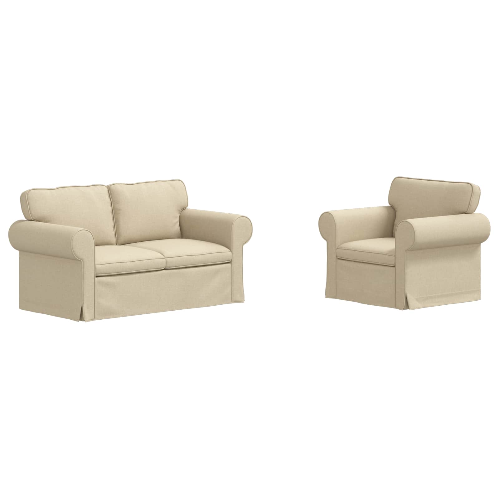 Καναπές 2 pcs Κρεμ 155 x 82 x 80 εκ ύφασμα - Pakobazaar
