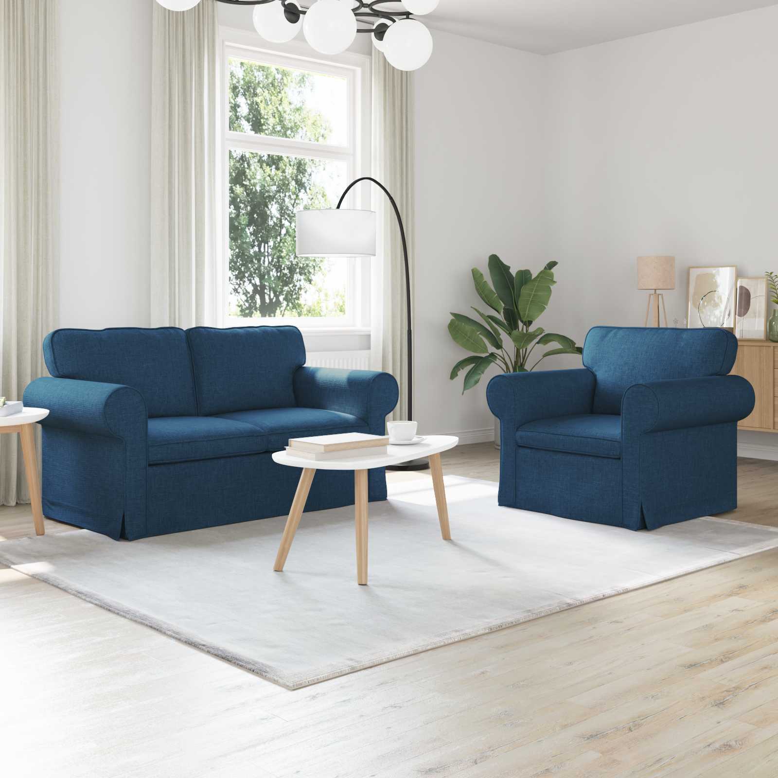 Καναπές 2 pcs Μπλε 155 x 82 x 80 εκ ύφασμα - Pakobazaar
