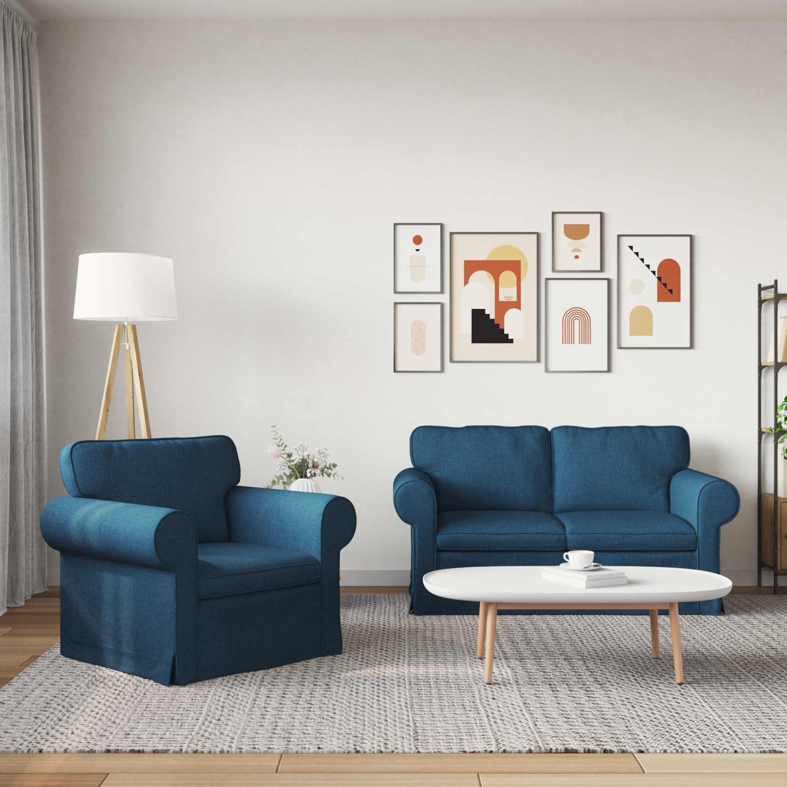 Καναπές 2 pcs Μπλε 155 x 82 x 80 εκ ύφασμα - Pakobazaar
