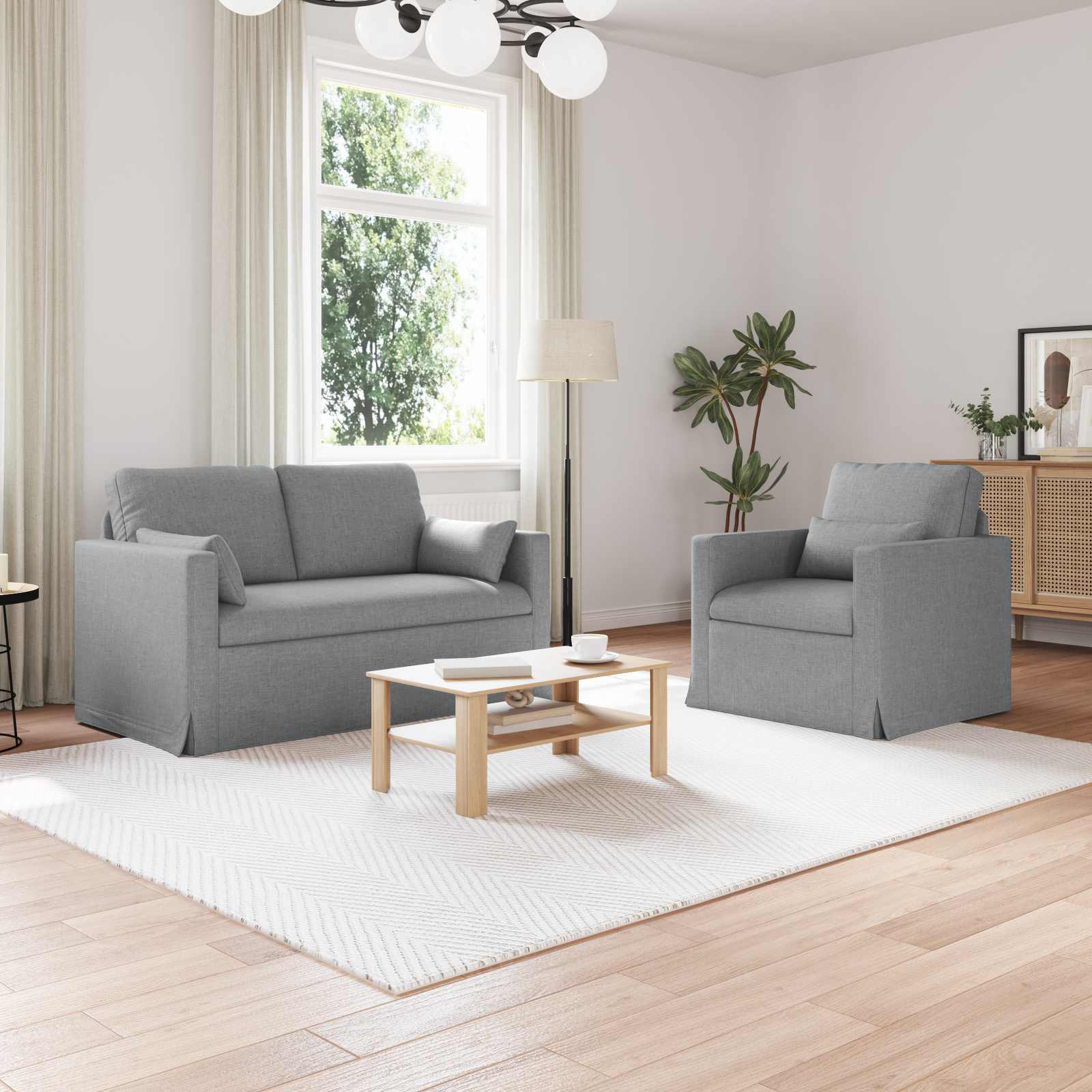 Καναπές 2 pcs Ανοιχτό γκρι 139 x 78 x 80 εκ ύφασμα - Pakobazaar