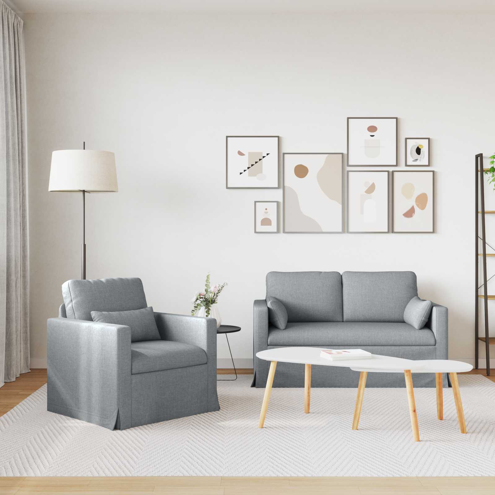 Καναπές 2 pcs Ανοιχτό γκρι 139 x 78 x 80 εκ ύφασμα - Pakobazaar