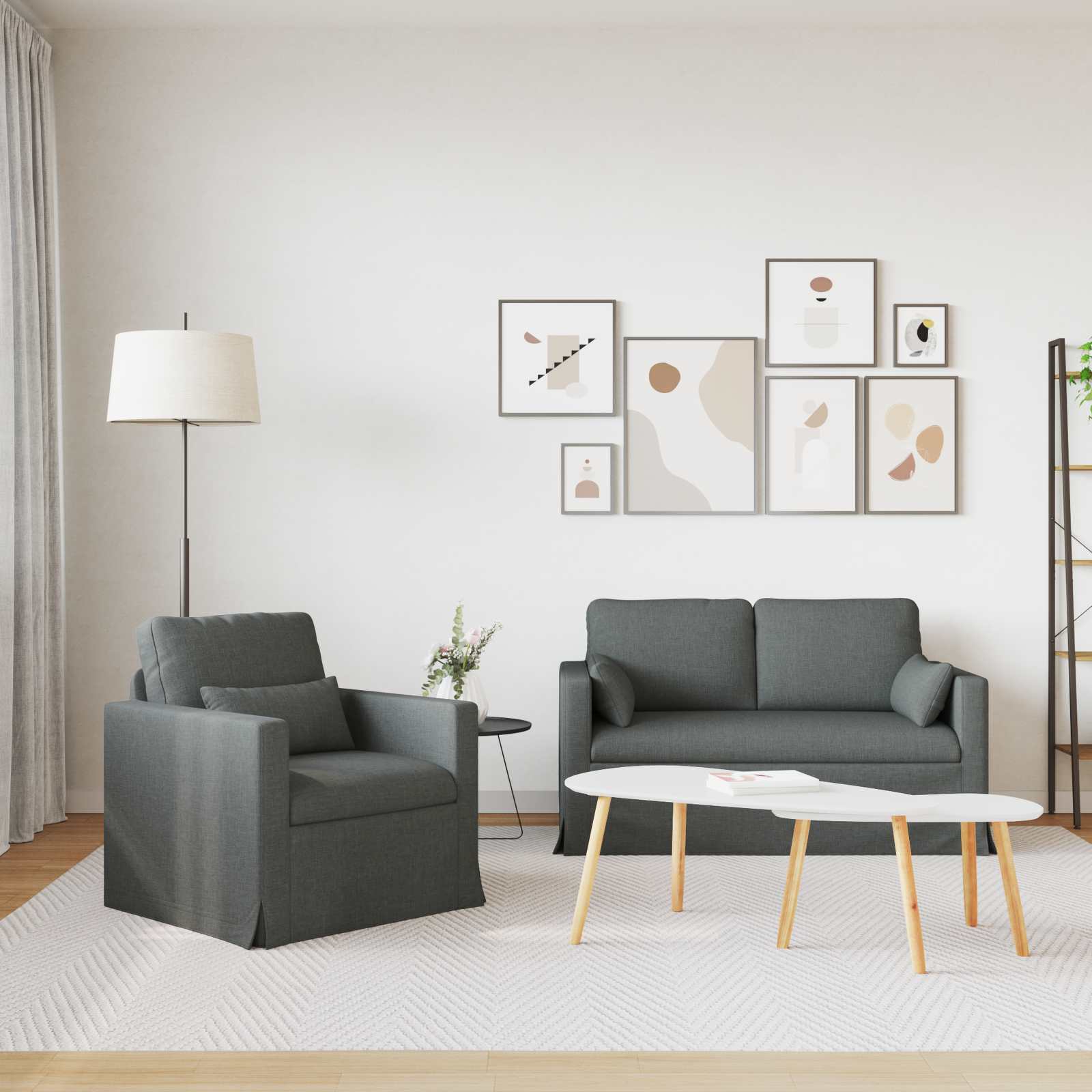 Καναπές 2 pcs Σκούρο Γκρι 139 x 78 x 80 εκ ύφασμα - Pakobazaar