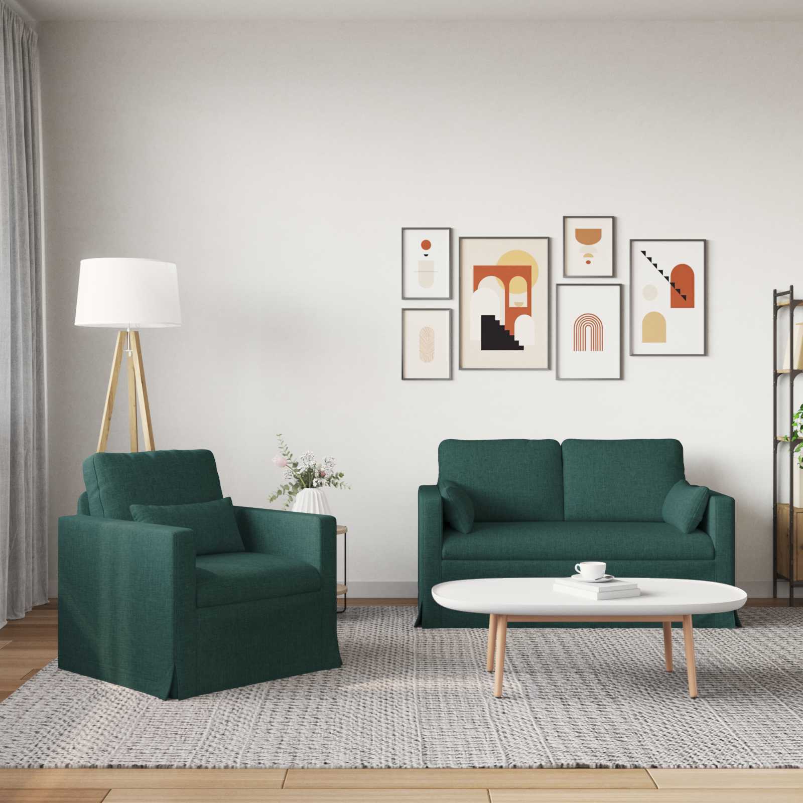 Καναπές 2 pcs Σκούρο Πράσινο 139 x 78 x 80 εκ ύφασμα - Pakobazaar