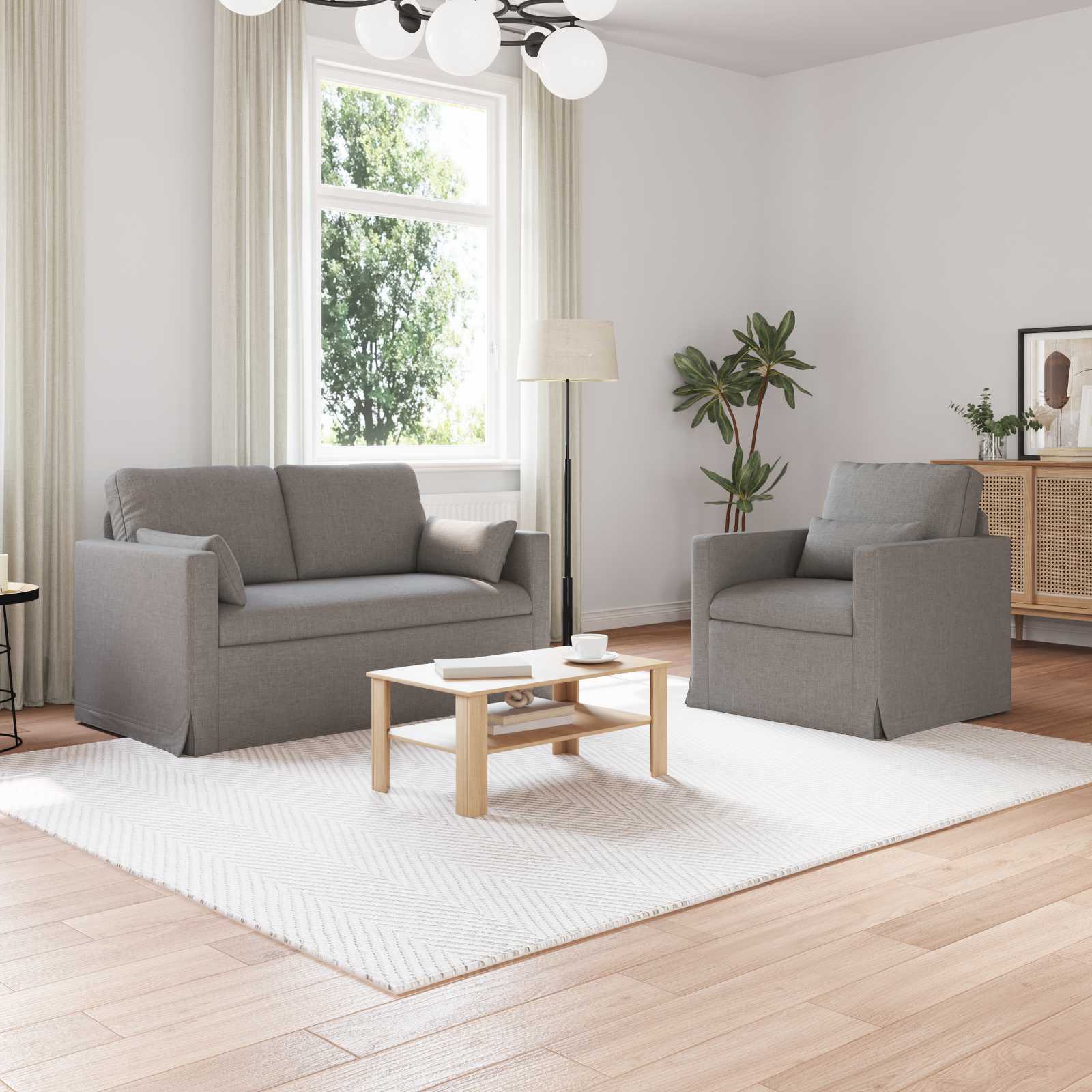 Καναπές 2 pcs Taupe 139 x 78 x 80 εκ ύφασμα - Pakobazaar