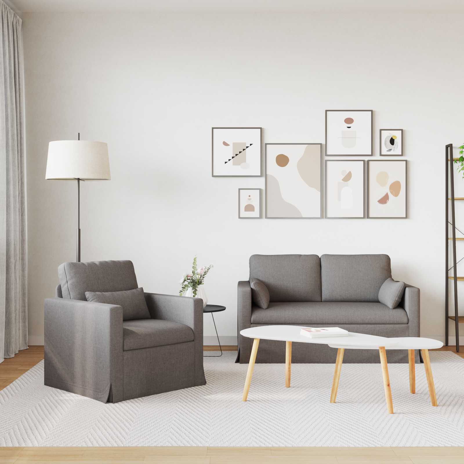 Καναπές 2 pcs Taupe 139 x 78 x 80 εκ ύφασμα - Pakobazaar