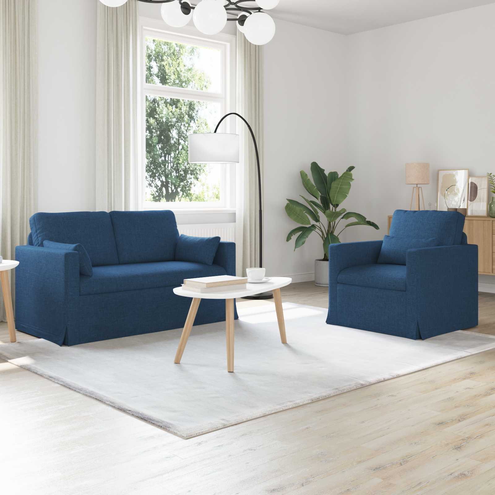 Καναπές 2 pcs Μπλε 139 x 78 x 80 εκ ύφασμα - Pakobazaar