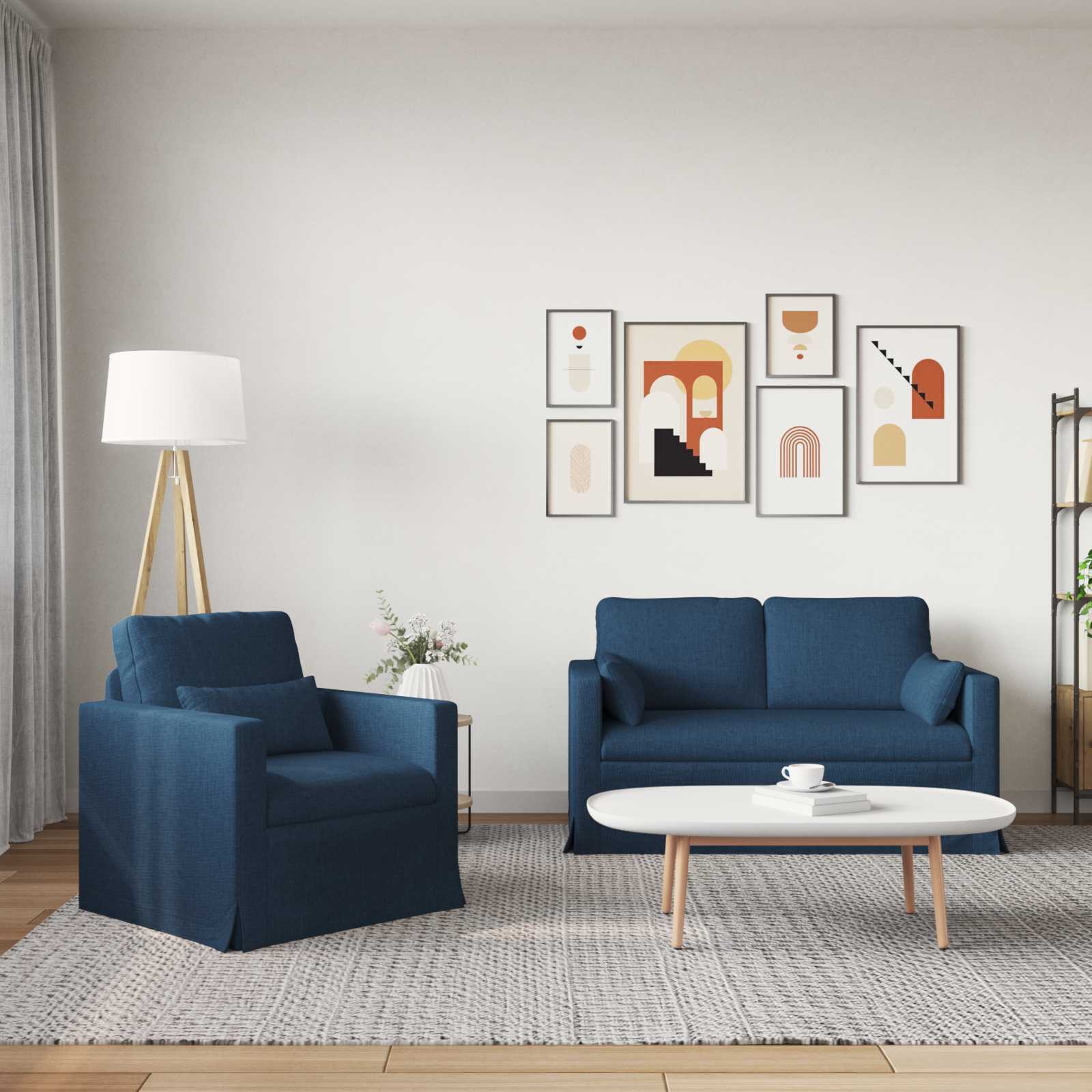Καναπές 2 pcs Μπλε 139 x 78 x 80 εκ ύφασμα - Pakobazaar