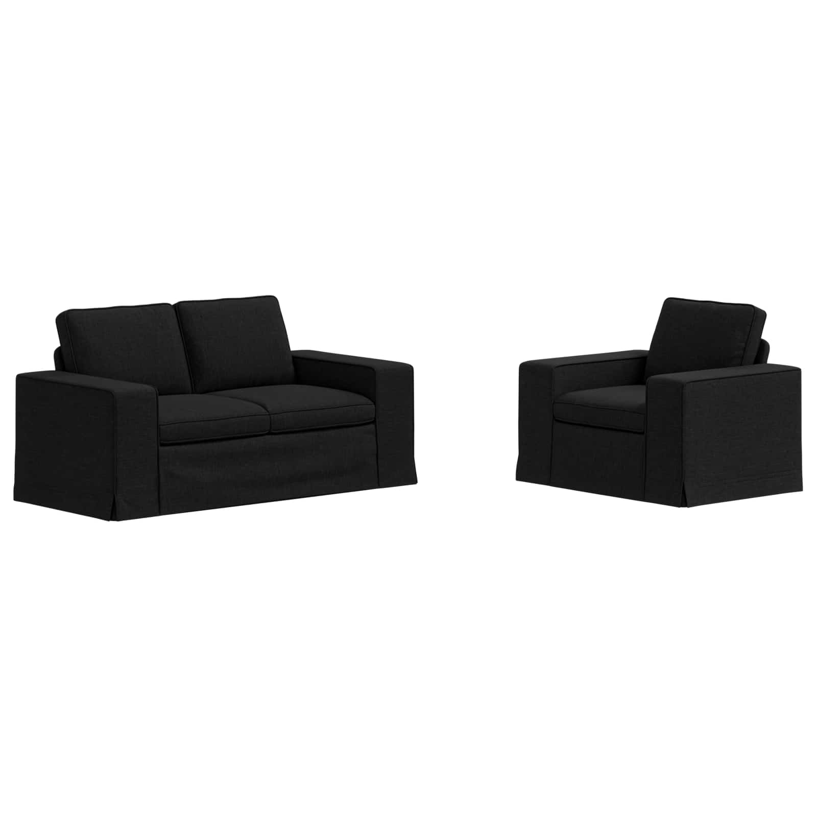 Καναπές 2 pcs Μαύρο 182 x 80 x 82 εκ ύφασμα - Pakobazaar