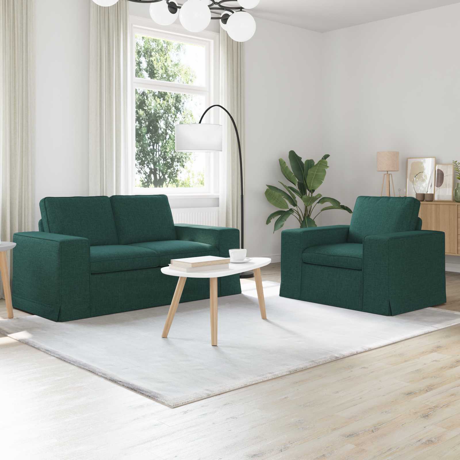 Καναπές 2 pcs Σκούρο Πράσινο 182 x 80 x 82 εκ ύφασμα - Pakobazaar