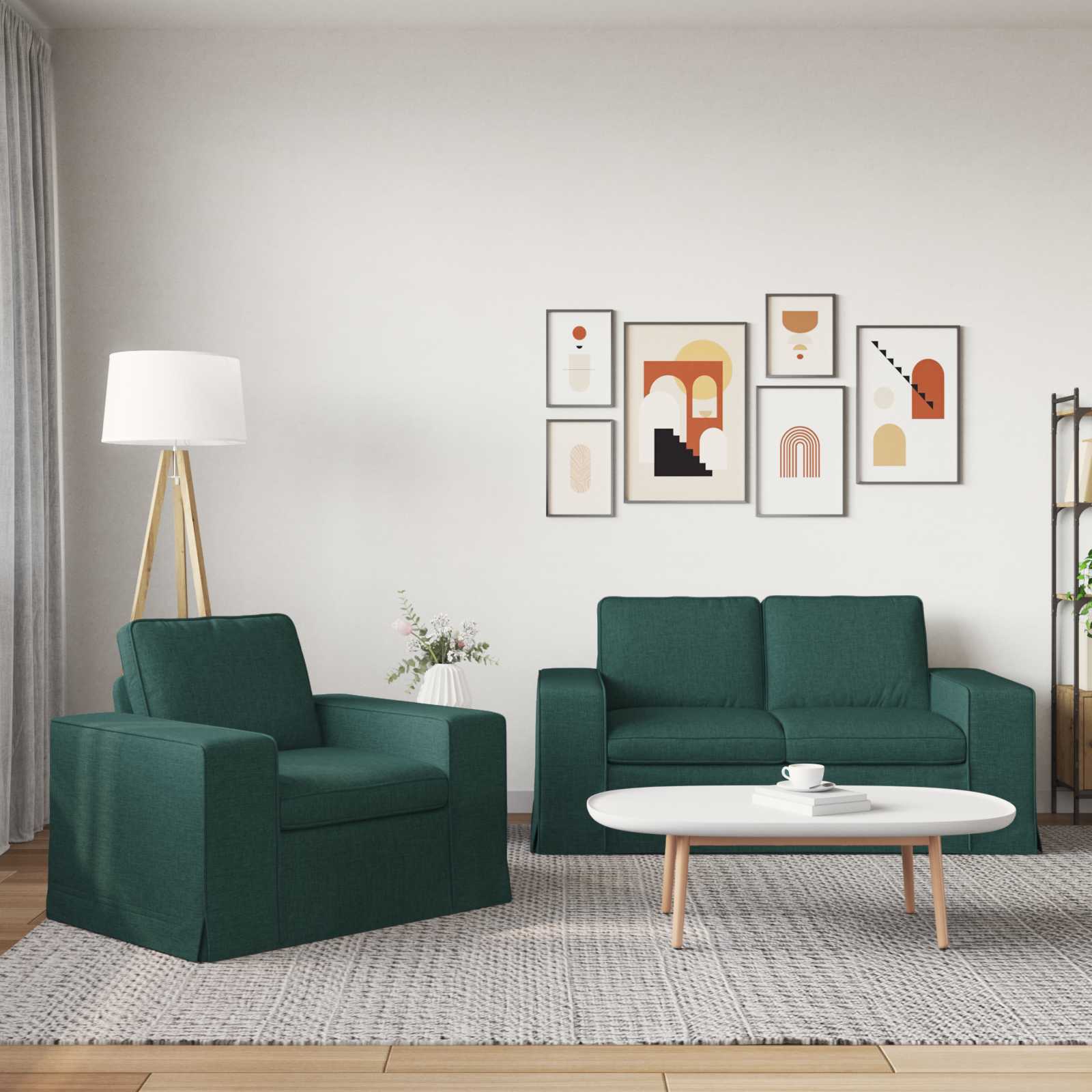 Καναπές 2 pcs Σκούρο Πράσινο 182 x 80 x 82 εκ ύφασμα - Pakobazaar