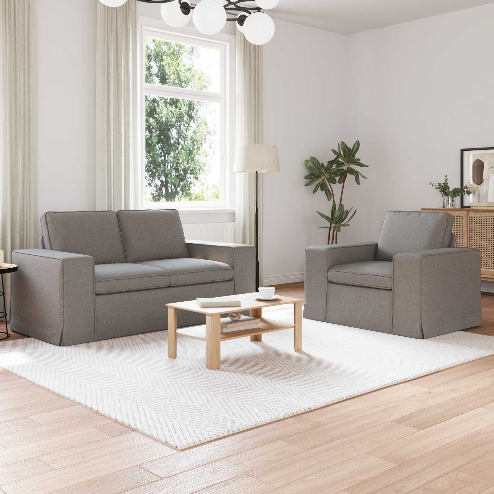 Καναπές 2 pcs Taupe 182 x 80 x 82 εκ ύφασμα - Pakobazaar