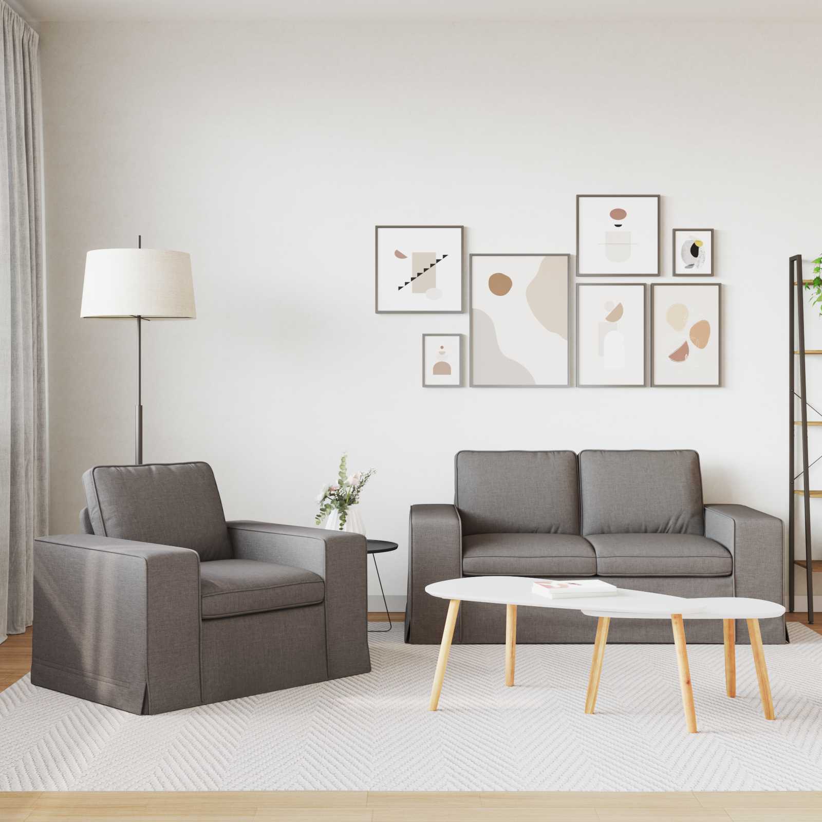 Καναπές 2 pcs Taupe 182 x 80 x 82 εκ ύφασμα - Pakobazaar