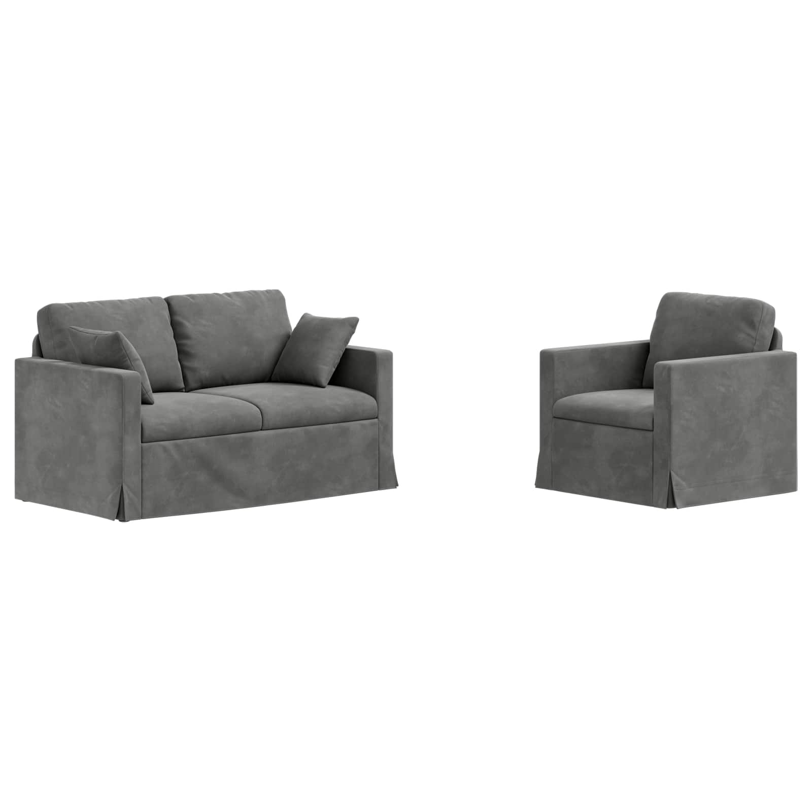 Σετ Καναπέ 2 pcs Σκούρο Γκρι 138 x 78 x 80 εκ Βελούδο - Pakobazaar