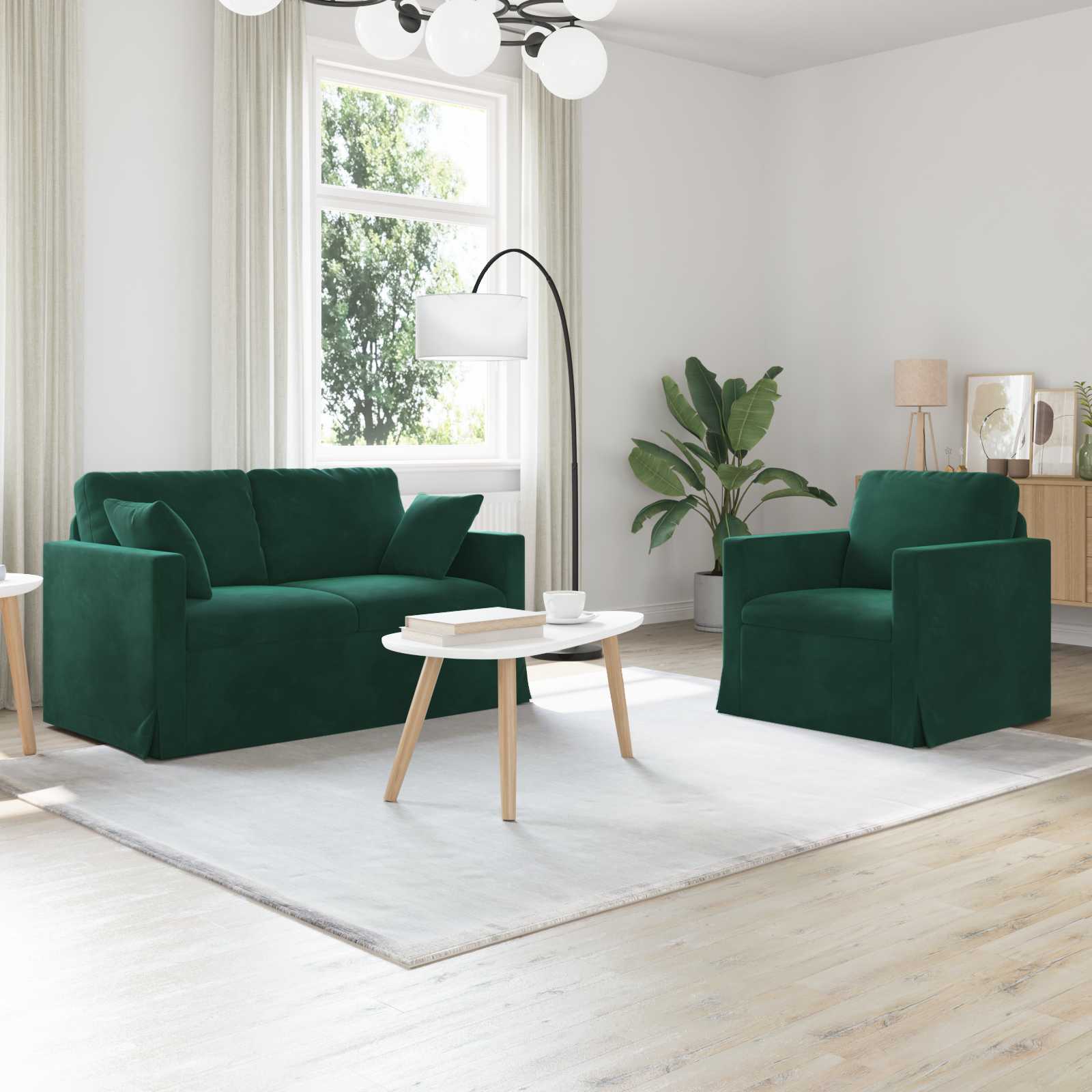Σετ Καναπέ 2 pcs Σκούρο Πράσινο 138 x 78 x 80 εκ Βελούδο - Pakobazaar