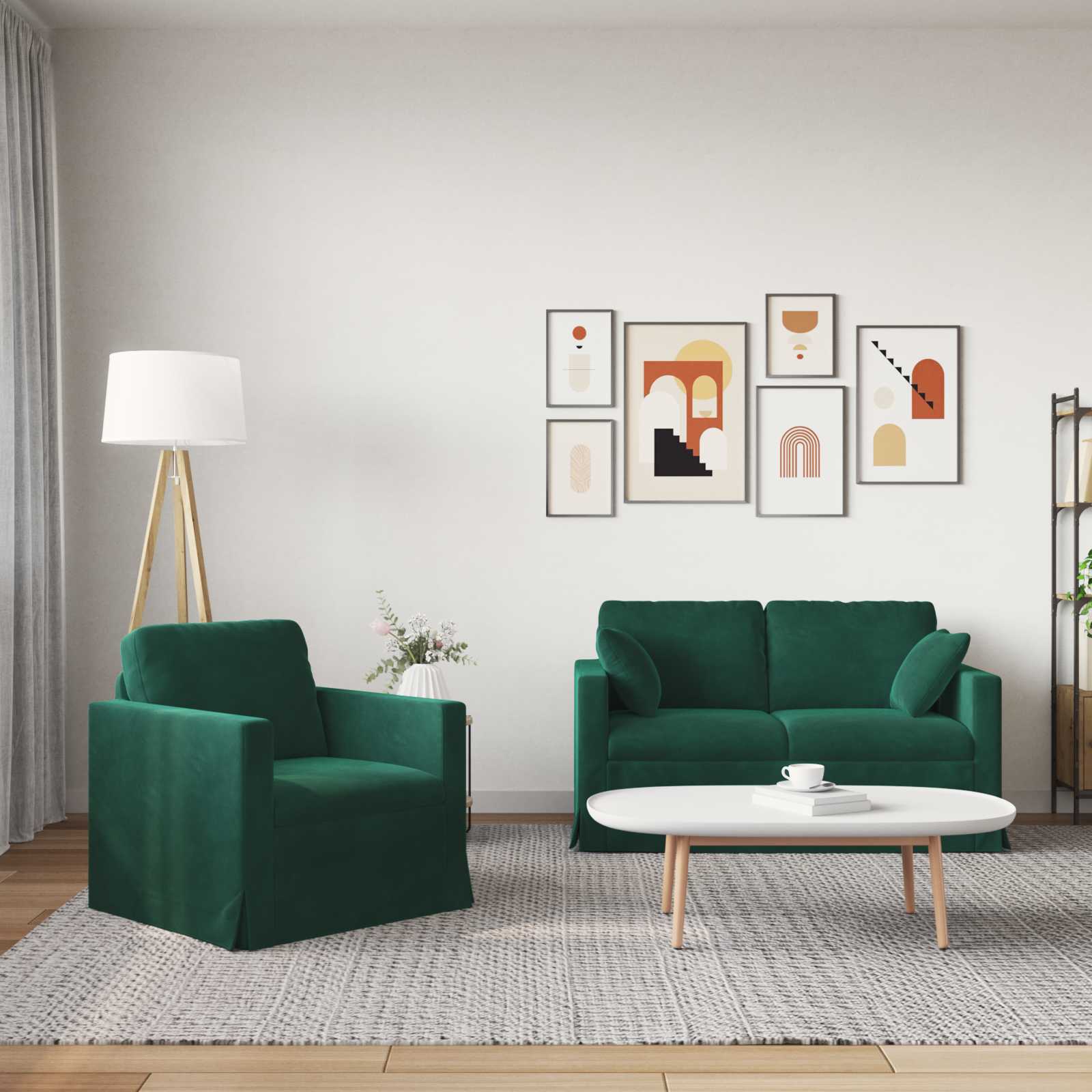 Σετ Καναπέ 2 pcs Σκούρο Πράσινο 138 x 78 x 80 εκ Βελούδο - Pakobazaar